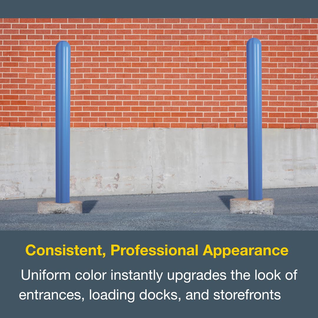 Bollard Covers Eagle for 4 Inch Poles - 56" Tall, Durable Fluted HDPE Plastic - Trimmable Blue Bollard Post Sleeve for Parking Lots, Warehouses, and Loading Docks, 1732BL