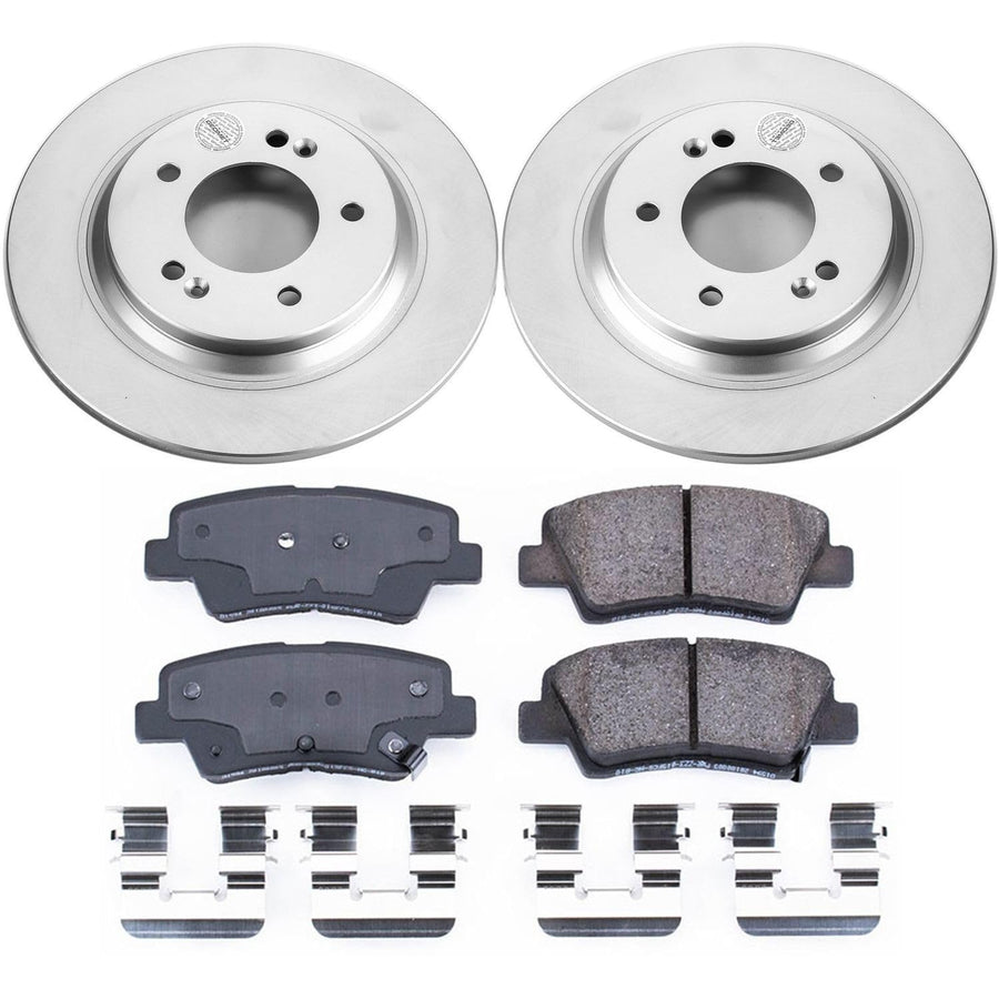 Power Stop CRK6985 Brake Rotor Coated and Ceramic Brake Pads- Rear For Hyundai Elantra GT, Hyundai Son, Kia Cadenza, Kia Fo, Kia Opt, Kia Soul EV [Model Specific]