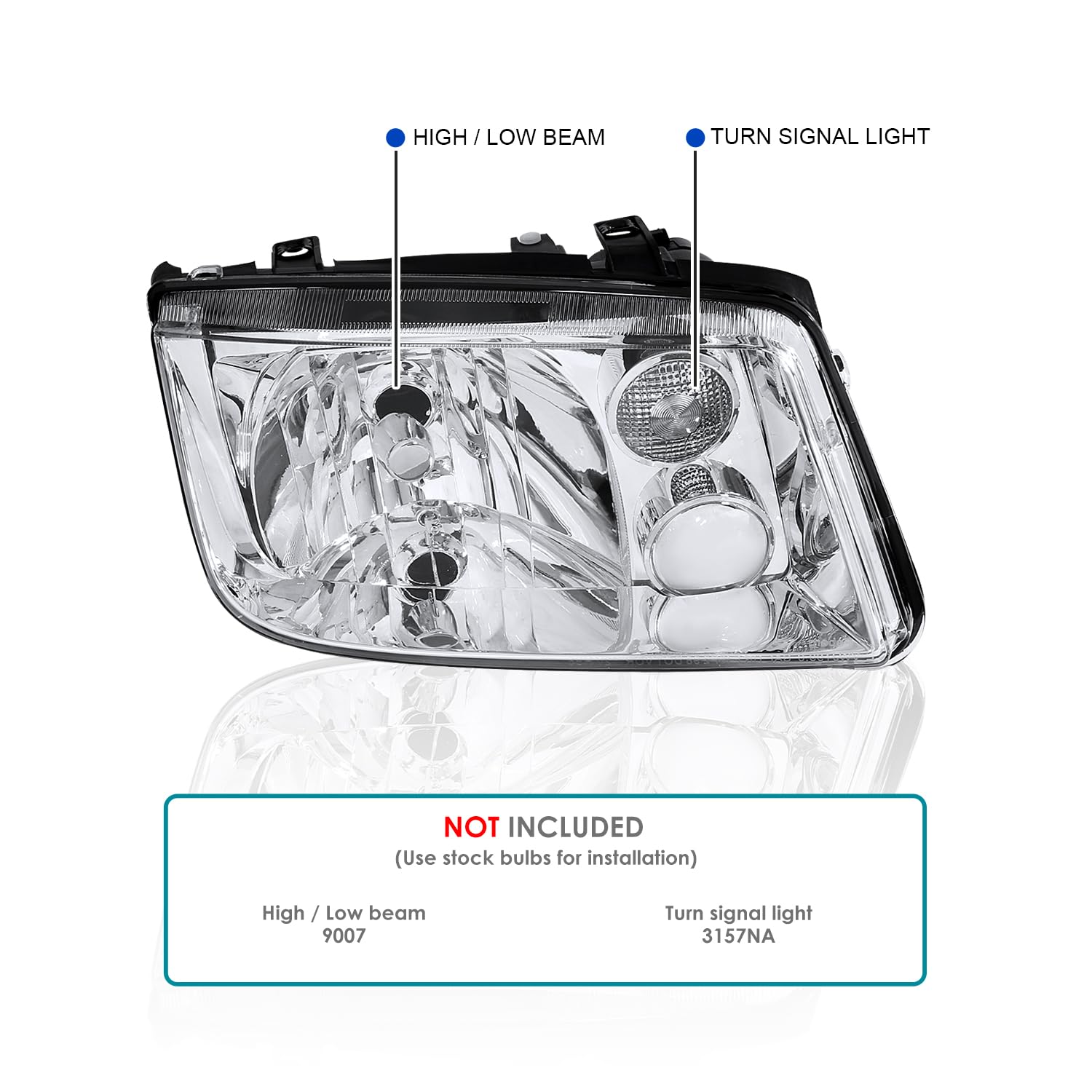 Clear SPEC-D TUNING w/o Built-in Fog Lights Compatible with 1999-2005 Volkswagen Jetta Bora Mk4 L+R Pair Head Light Lamp Assembly