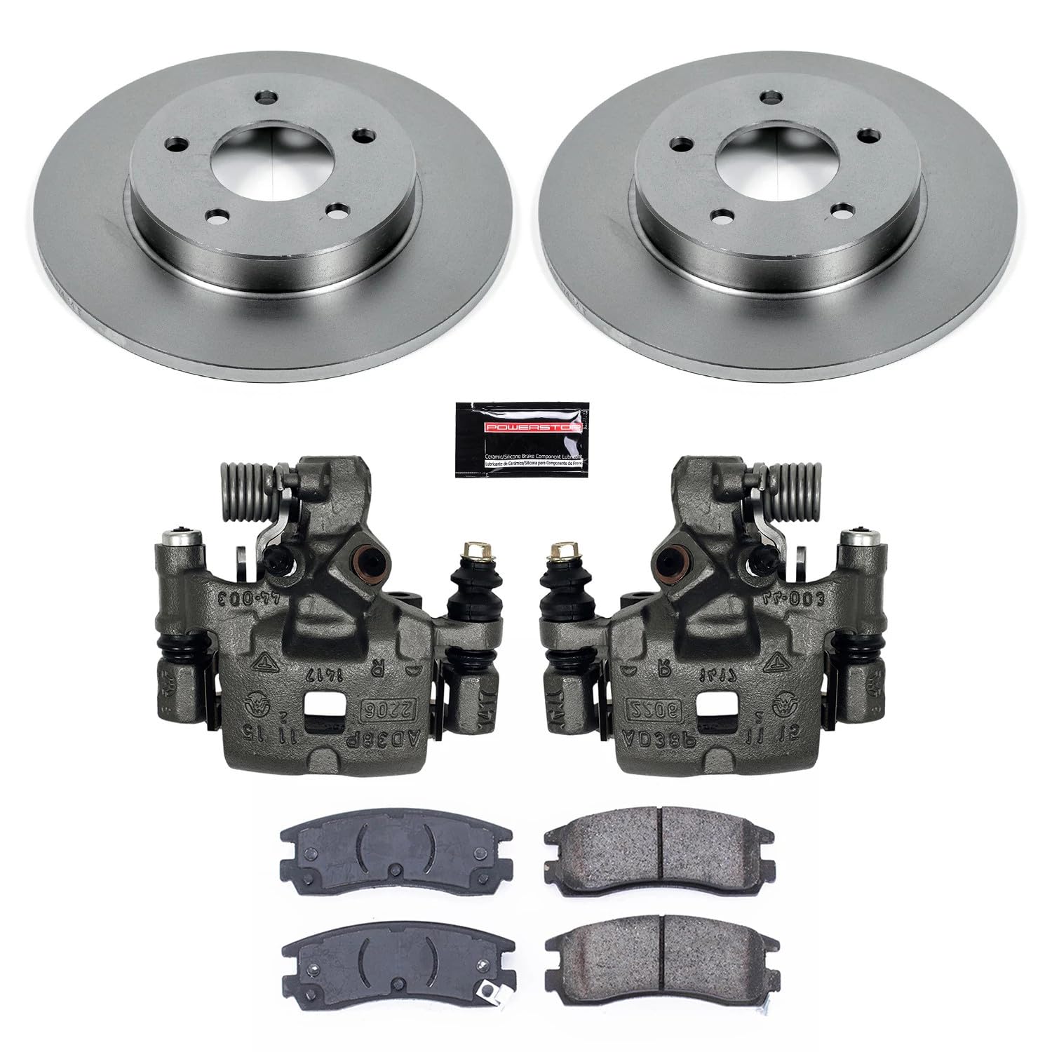 Power Stop KCOE3115A Autospeciality Rear Brake Caliper Kit- Brake Rotors, Ceramic Brake Pads, Brake Calipers
