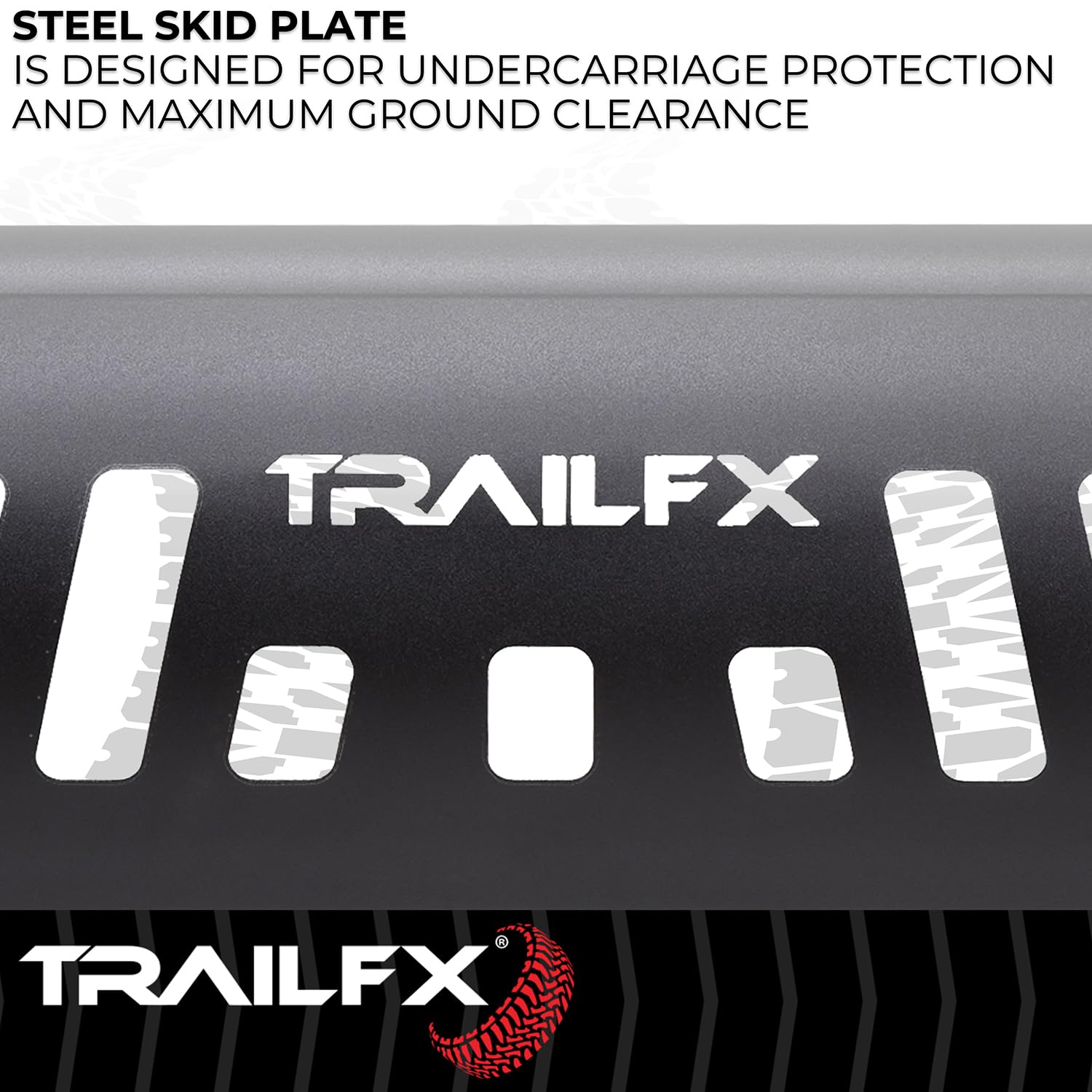 Bull Bar Trailfx B0046T, 3 Inch Diameter, Powder Coated, Titanium Black, with Skid Plate/Holes for Optional Lighting, 6-1/2 Inch Max Light/ 20 Inch Max Light Bar, Fits 2024-2025 Toyota Land Cruiser