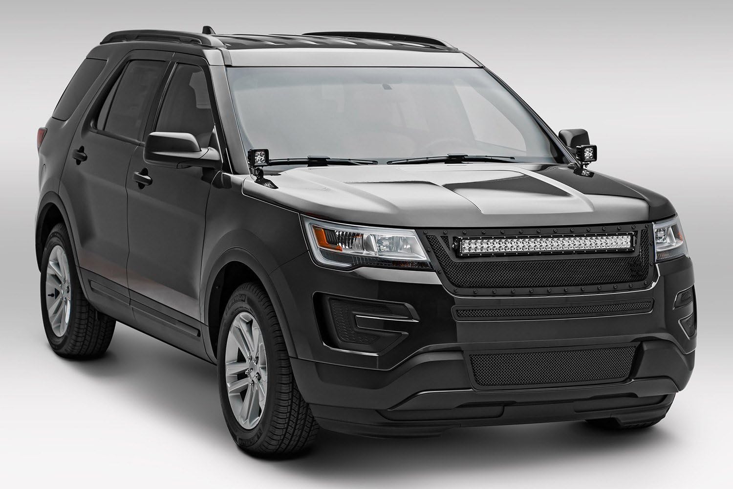 ZROADZ LED Mounting Bracket Ditch Hood Hinge - Compatible w/ 2016-2017 Ford Explorer - to Mount (2) 3 Inch LED Pod Lights - Mild Steel Gloss Black - Bolt-On Easy Installation - PN #Z366641