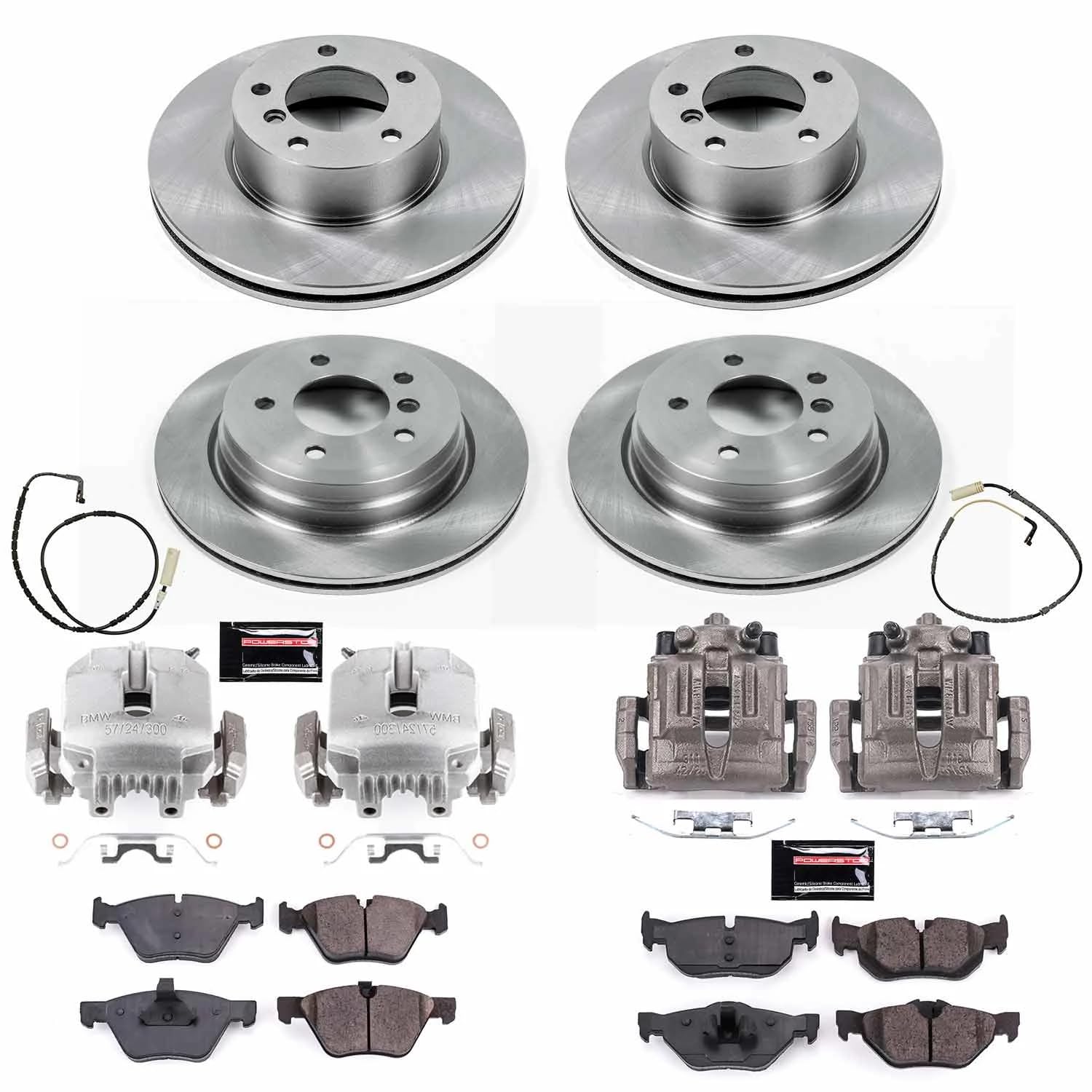 Power Stop KCOE4102 Brake Caliper Kit Replacement Front and Rear - Brake Rotor, Brake Pads & Calipers For BMW 328xi 2007 [Model Specific]