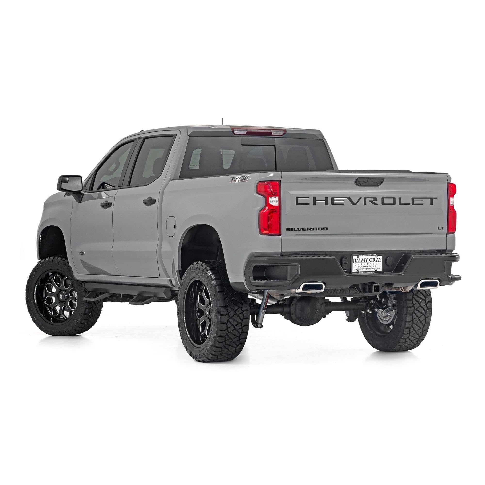 Rough Country Aluminum SRL2 Side Steps for Chevy Silverado & GMC Sierra 1500/2500HD CrewCab (2019-2026 & Refresh) - Modular Running Boards with Adjustable Step Placement