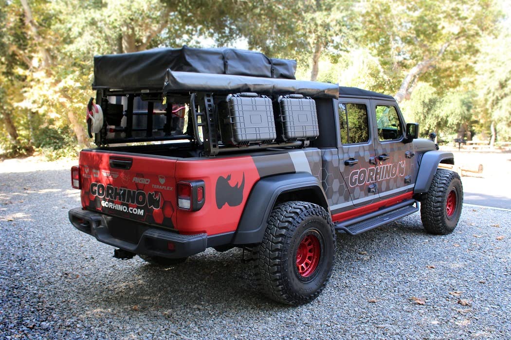 Go Rhino Bracket Awning Kit | Mild Steel, Textured Black | 5950040T | Fits The Cross Bar System of Go Rhino SRM Series Roof Racks, CEROS Roof Racks or XRS Overlanding Xtreme Racks