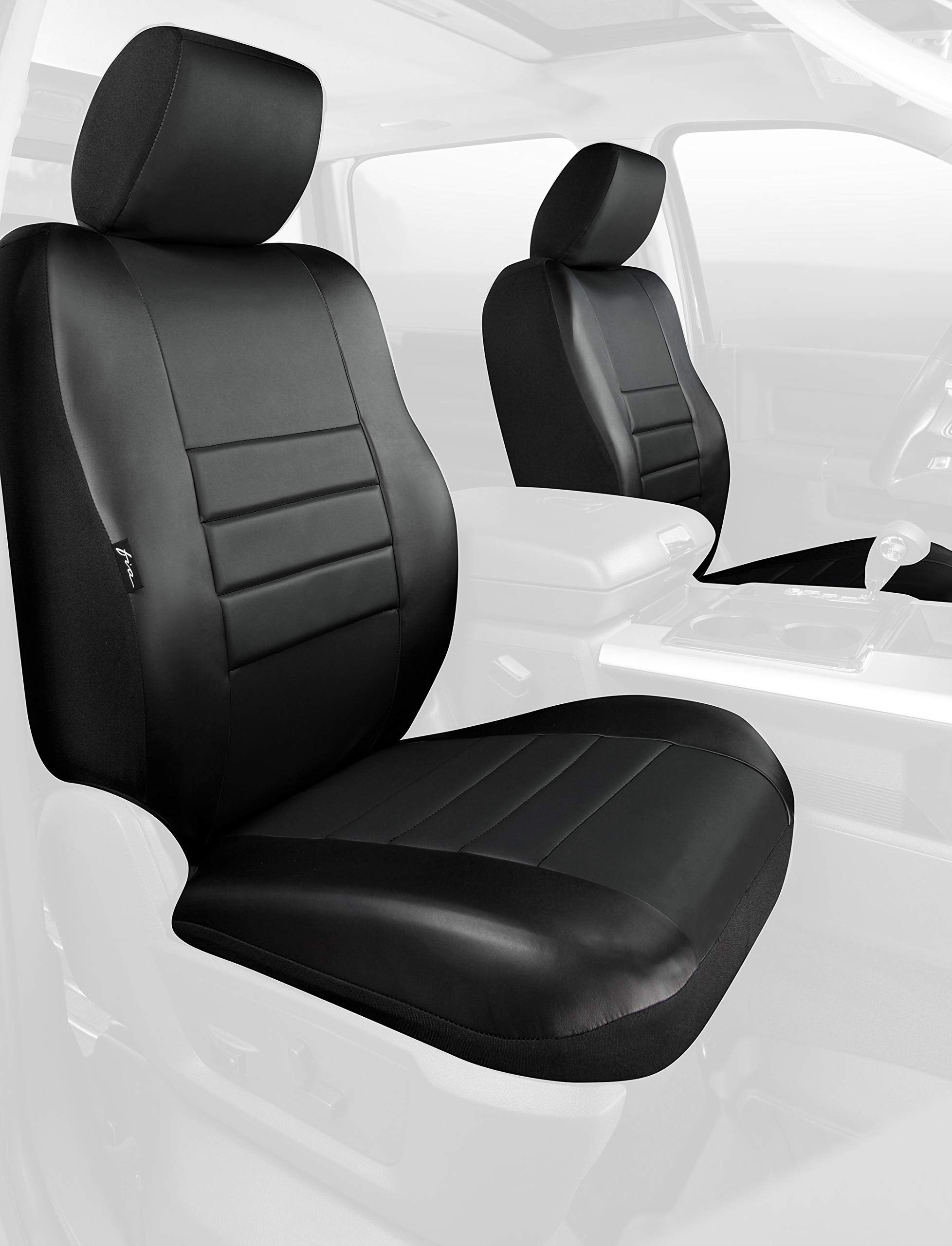Custom Fit Rear Seat Cover Fia SL62-99 BLK/BLK Bucket Seats - Leatherette (Solid Black)