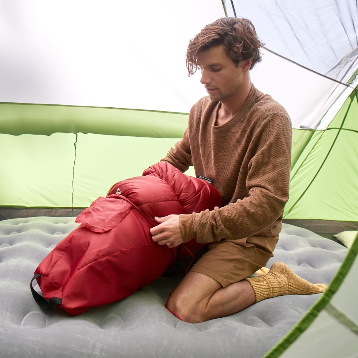 Coleman 30/40/50°F Flatlands Sleeping Bag, Made from 100% Recycled Material, Big & Tall Options, Cool-Weather Sleeping Bag for Camping, Sleepovers, Guests & More