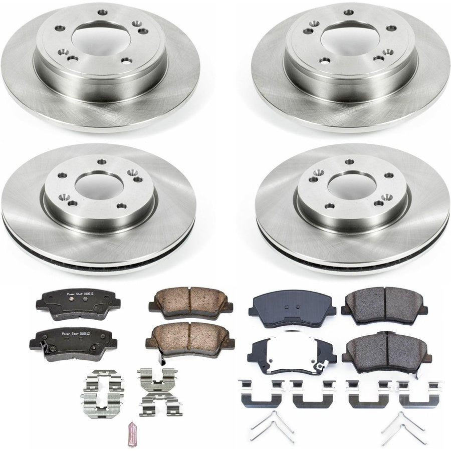 Power Stop Autospecialty KOE7385 Front and Rear Replacement Brake Kit-OE Brake Rotors & Ceramic Brake Pads For Hyundai Elantra 2017-2020 [Model Specific]