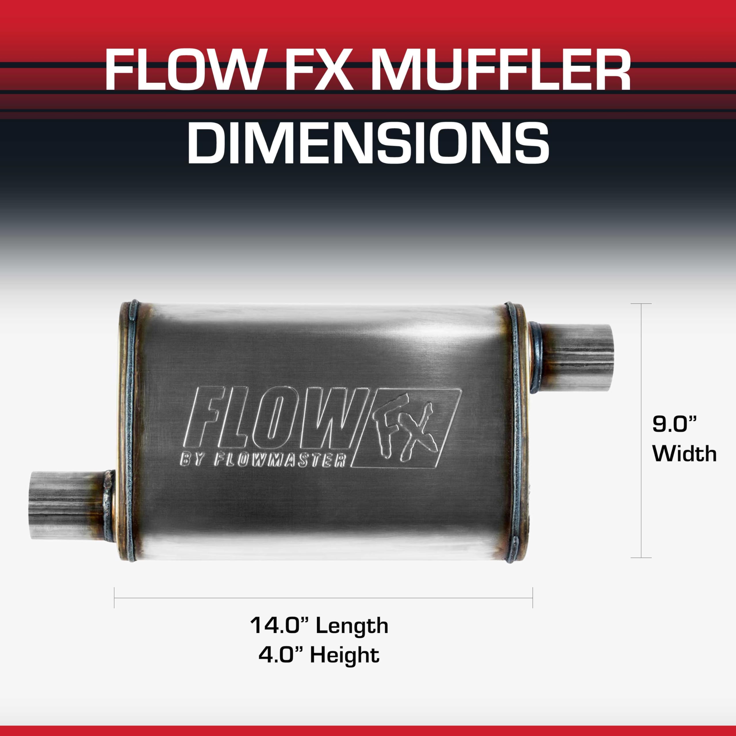Flowmaster Chambered Muffler Flow FX – 2.25” Offset In / 2.25” Offset Out – Moderate Sound – Stainless Steel – Affordable Performance for Modern Trucks, Muscle Cars & Daily Drivers (71235)
