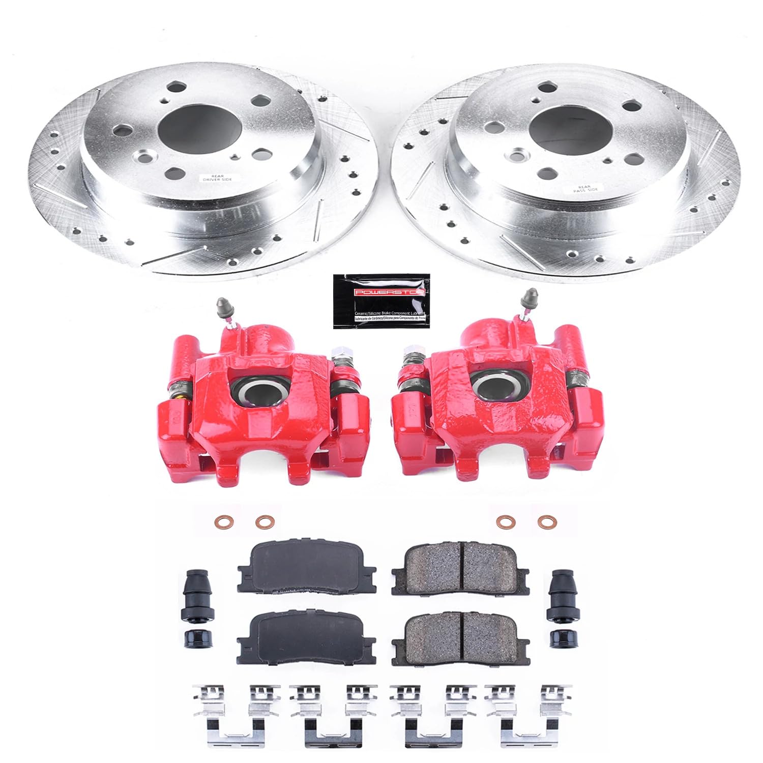 Power Stop Z23 Evolution Rear Brake Caliper Kit - Brake Pads Brake Rotors Brake Calipers For Lexus ES300 2002-2003 Lexus ES330 2004-2006 Toyota Camry 2002-2006 [Vehicle Specific]