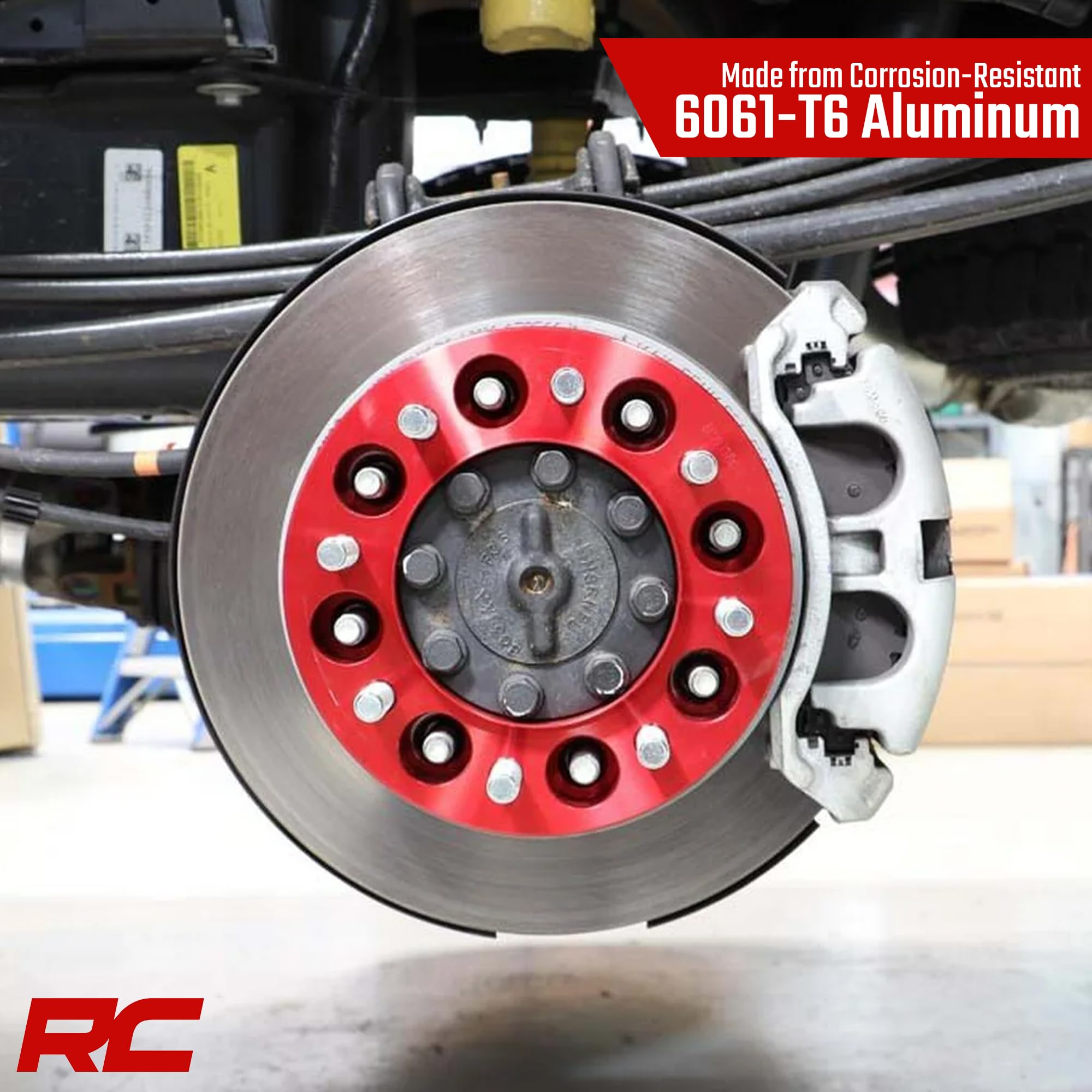 Rough Country 2" Wheel Spacers for 4WD Ford F-250/F-350 SuperDuty (2003-2026) - Fits 8x170mm Bolt Pattern, Anodized Red, 2 PCS