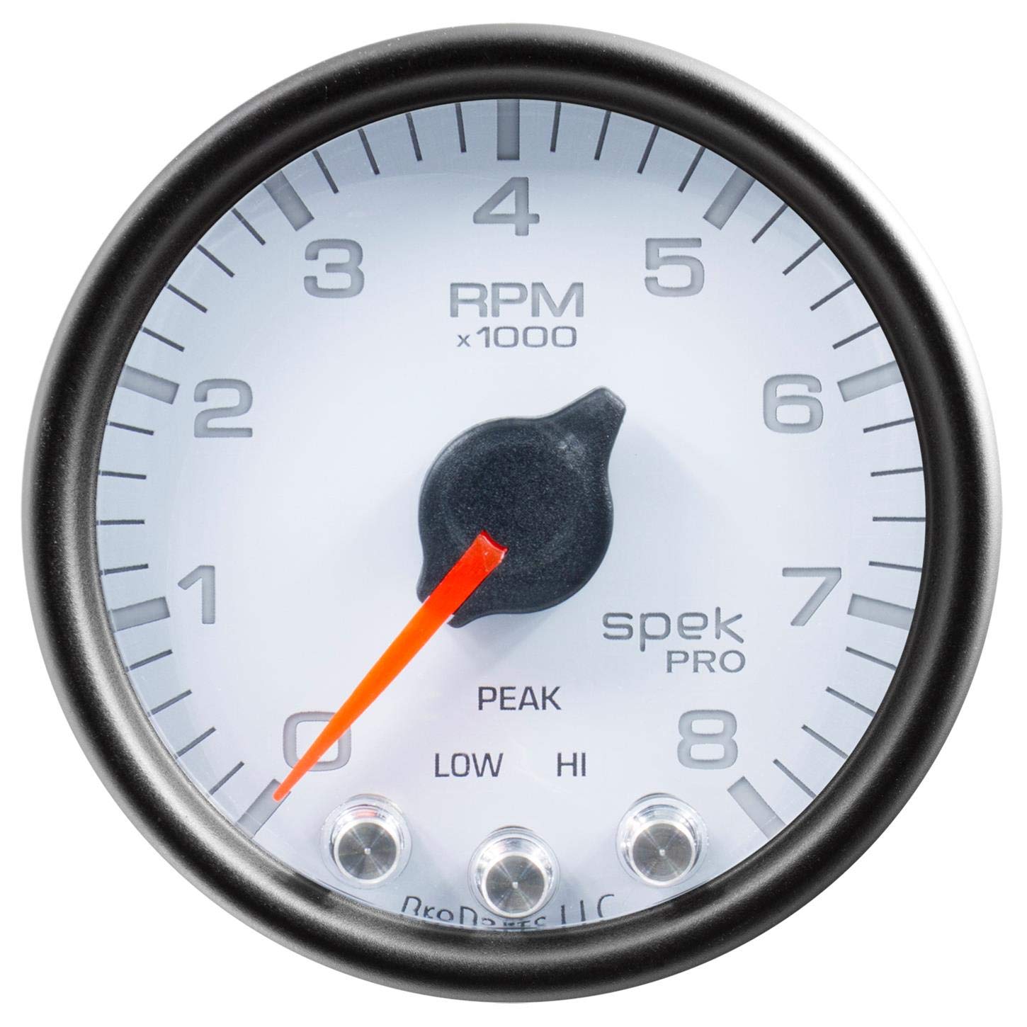 Gauge AUTO METER P33412 Tachometer (Spek-Pro Gauge, Tach, 2 1/16", 8K RPM,with Shift Light & Peak Mem, Wht/Blk, Spek-Pro)