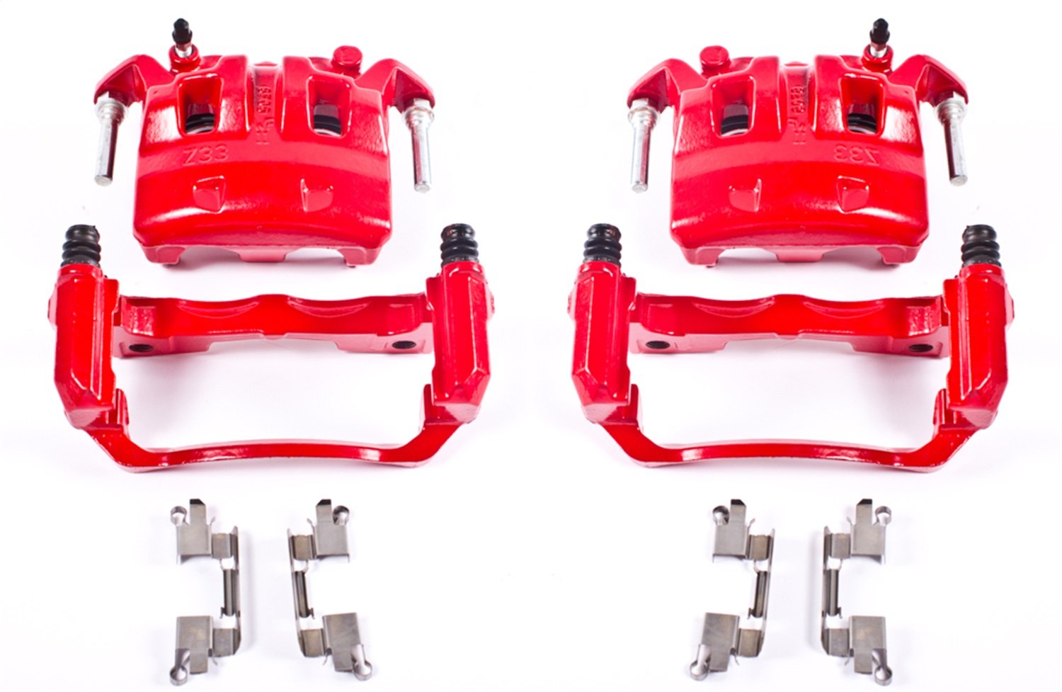 POWERSTOP Pair of High-Temp Red Powder Coated Front Calipers for Nissan Frontier 2005-2019, Suzuki Equator 2009-2012 [Model Specific]