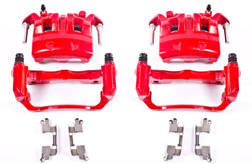 POWERSTOP Pair of High-Temp Red Powder Coated Front Calipers for Nissan Frontier 2005-2019, Suzuki Equator 2009-2012 [Model Specific]