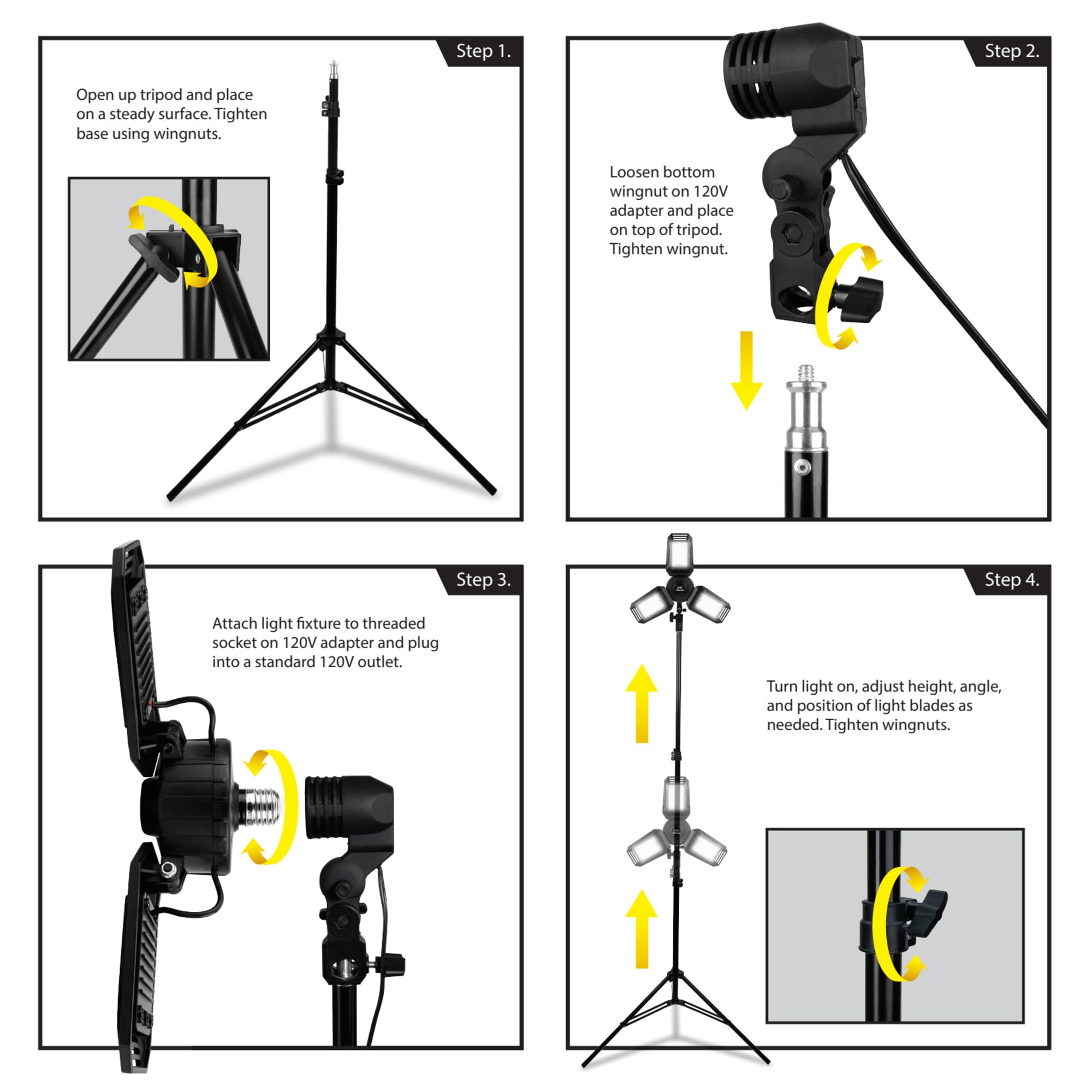 Complete Performance Tool W2286 Work Light System with Telescoping Tripod - Produces 6500+ Lumens, Energy Efficient, Adjustable Height, and Dimmable