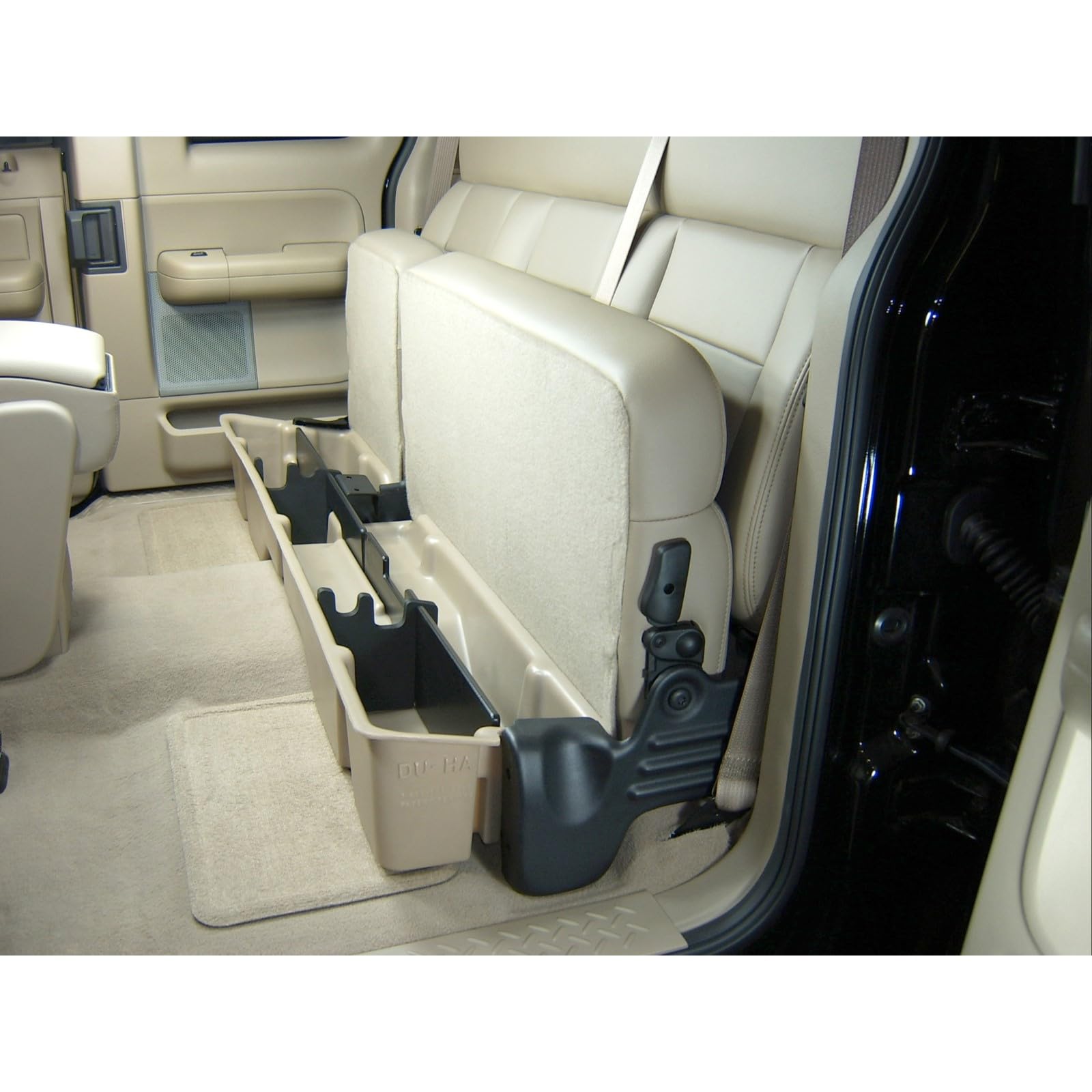 Under Seat Storage DuHa 20004 fits 2004-2008 F150 SuperCab and SuperCrew without a Factory Subwoofer | Black Heavy-Duty Back Seat Organizer | Includes Dividers