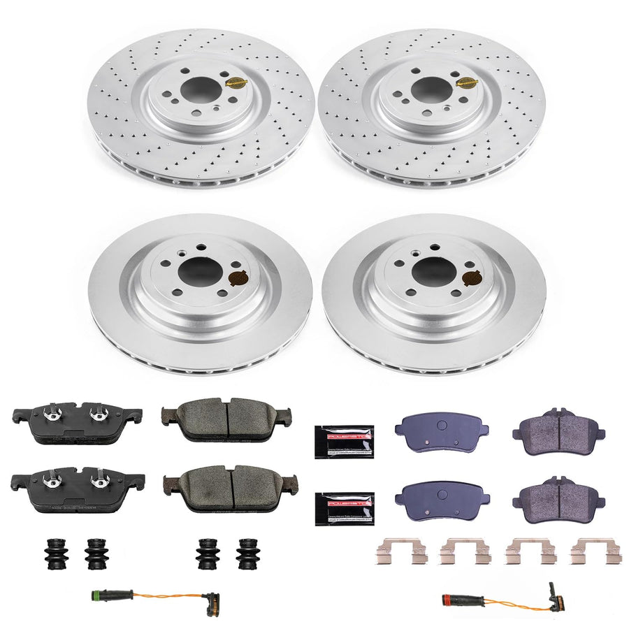 Power Stop Z23 CRK7249 Front and Rear Coated Rotor Kit-Coated Brake Rotors & Carbon Ceramic Brake Pads