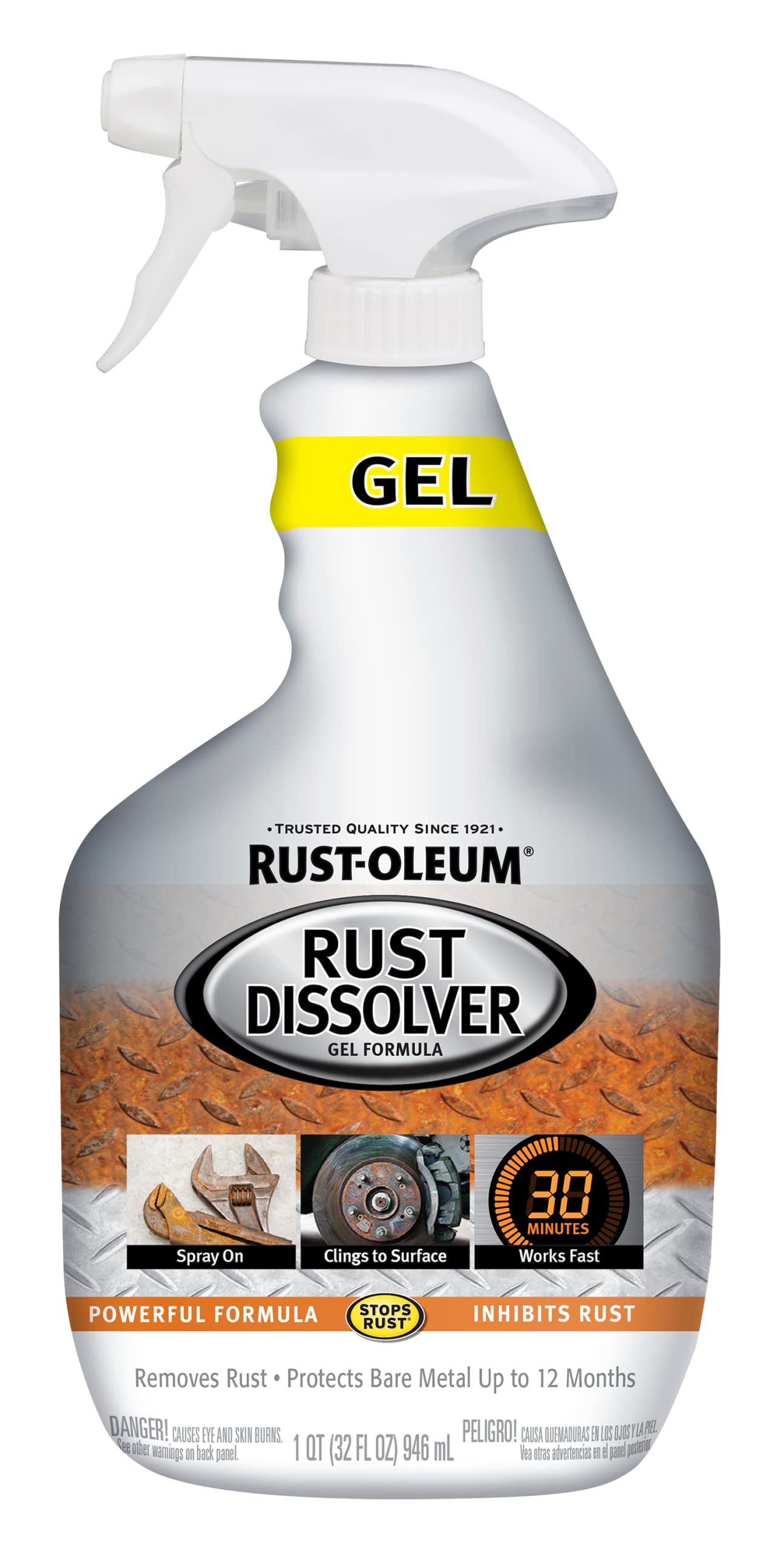 Rust-Oleum Trigger Spray Gel Rust Dissolver | Heavy-Duty Corrosion Remover for Metal Tools, Cars, Bikes, Grills, Bolts, Firearms & More | 32 oz