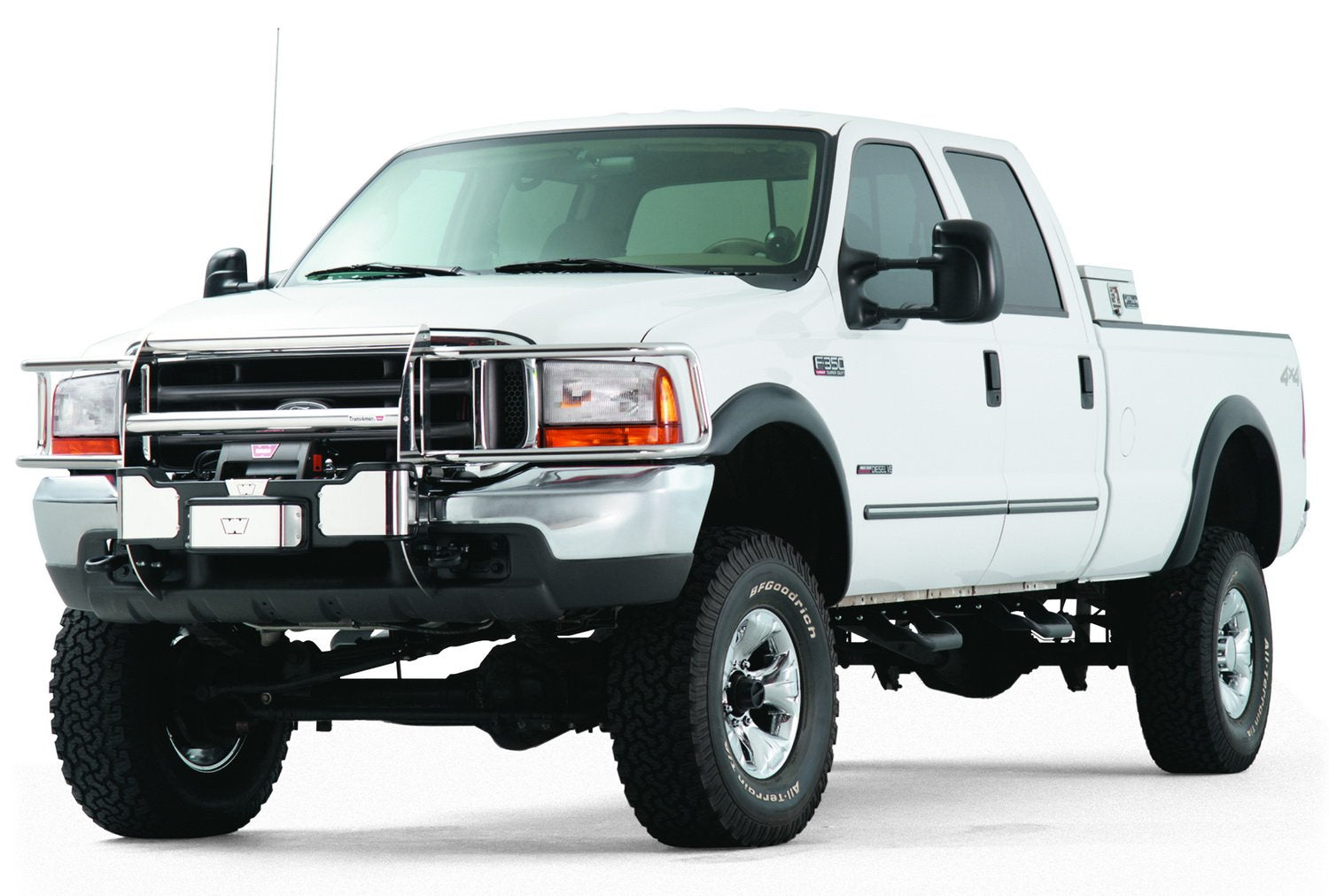 Trans4mer WARN 60450 Headlamp Brush Guard, Fits: Ford Super Duty F250, F350, F450, F550 (1999-2004), Ford Excursion (2000-2004), Polished Stainless Steel