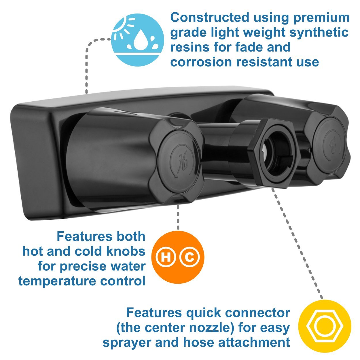 Exterior Dura Faucet DF-SA180-BK Quick Connect Faucet (Black)