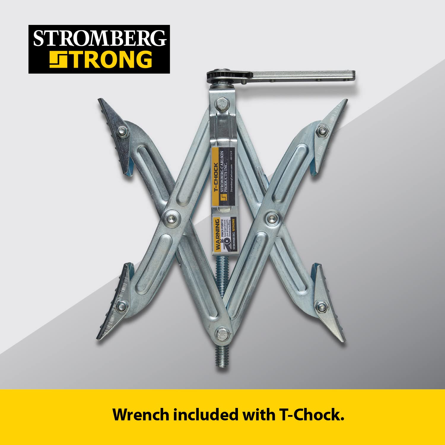 Tandem Axle T-Chock Stromberg Carlson JBP-T217.1 - Heavy Duty RV Wheel Chocks & Tire Stabilizers - Camper Wheel Chock Scissor Stabilizers for RVs, Trailers, and Campers - Fits Tires 2"-17" Apart