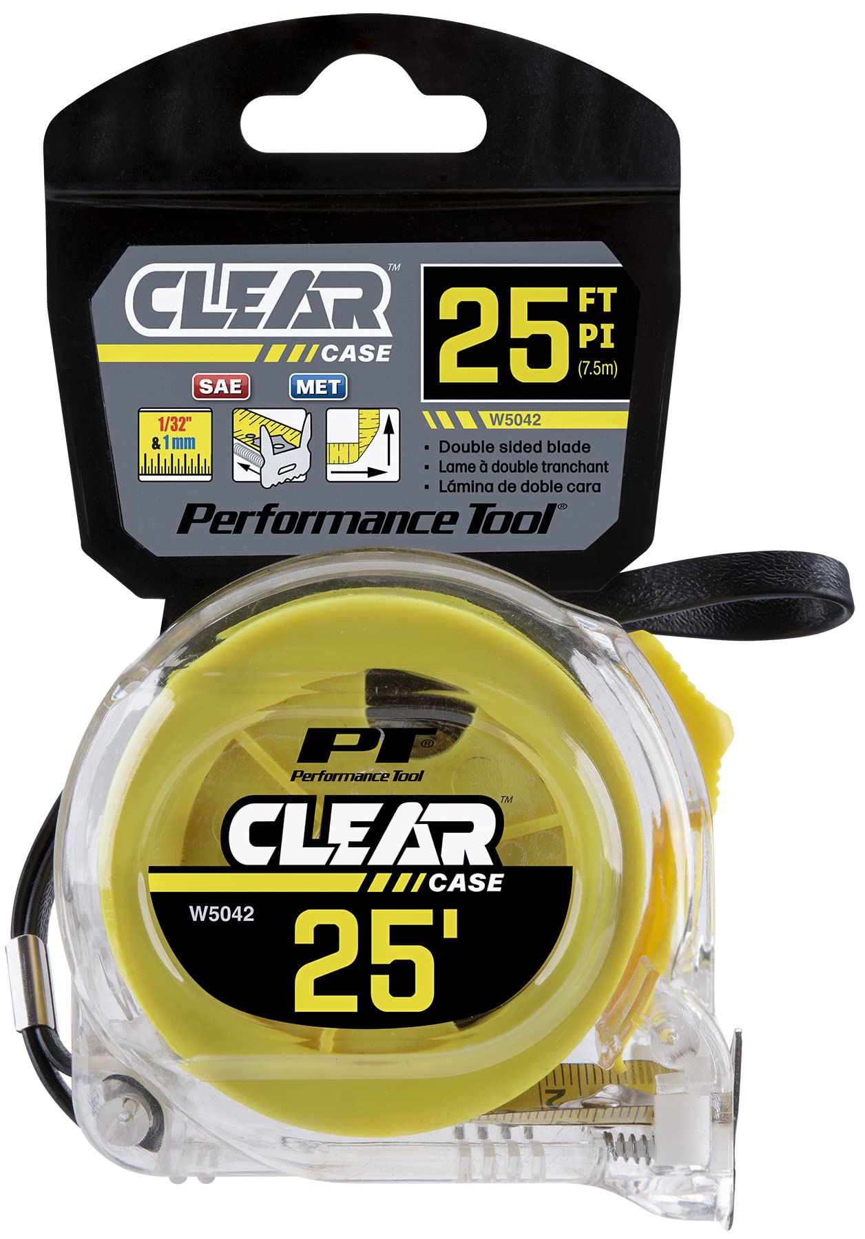 25'/7.5 M Clear Tape Measure Performance Tool W5042