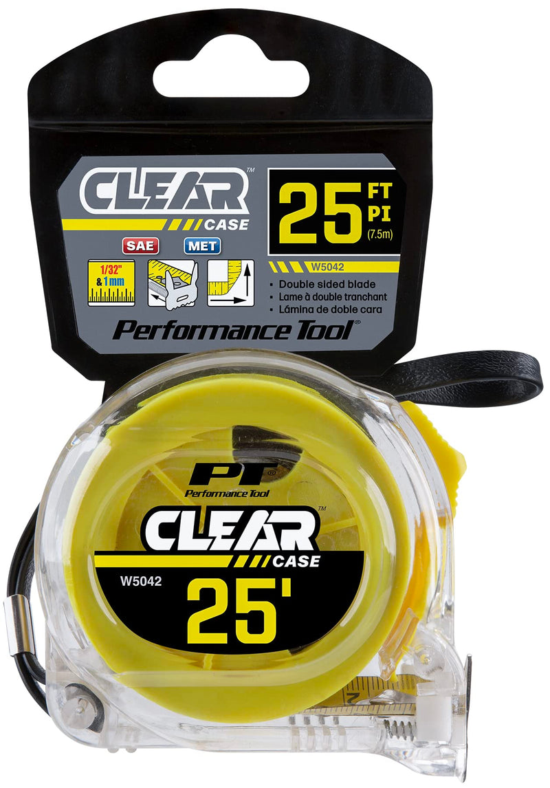 25'/7.5 M Clear Tape Measure Performance Tool W5042