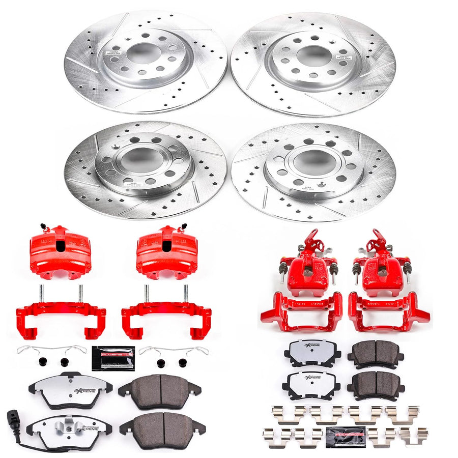 Power Stop Z26 KC5363-26 Front & Rear Street Warrior Brake Kit Audi Volkswagen For Audi A3 2008, Volkswagen Jetta 2006-2010 [Model Specific]