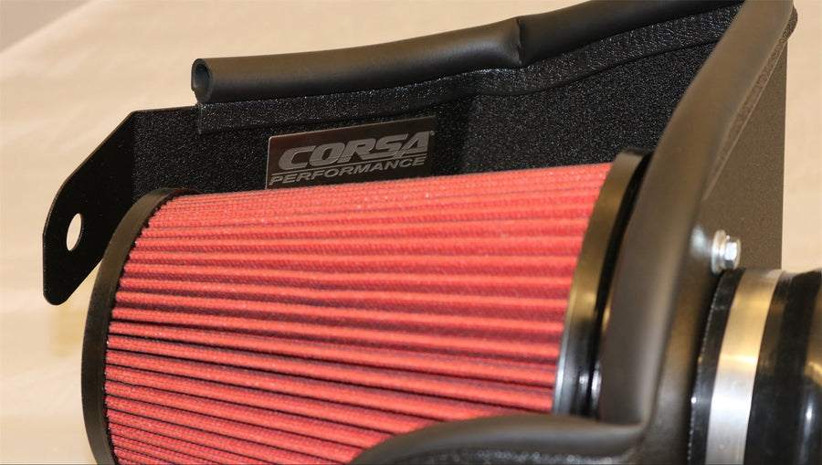 Corsa Performance Shielded Box Air Intake System 619735-D Incl. Red Air Filter/Metal Heat Shield/Tubing/Adaptors/Hardware