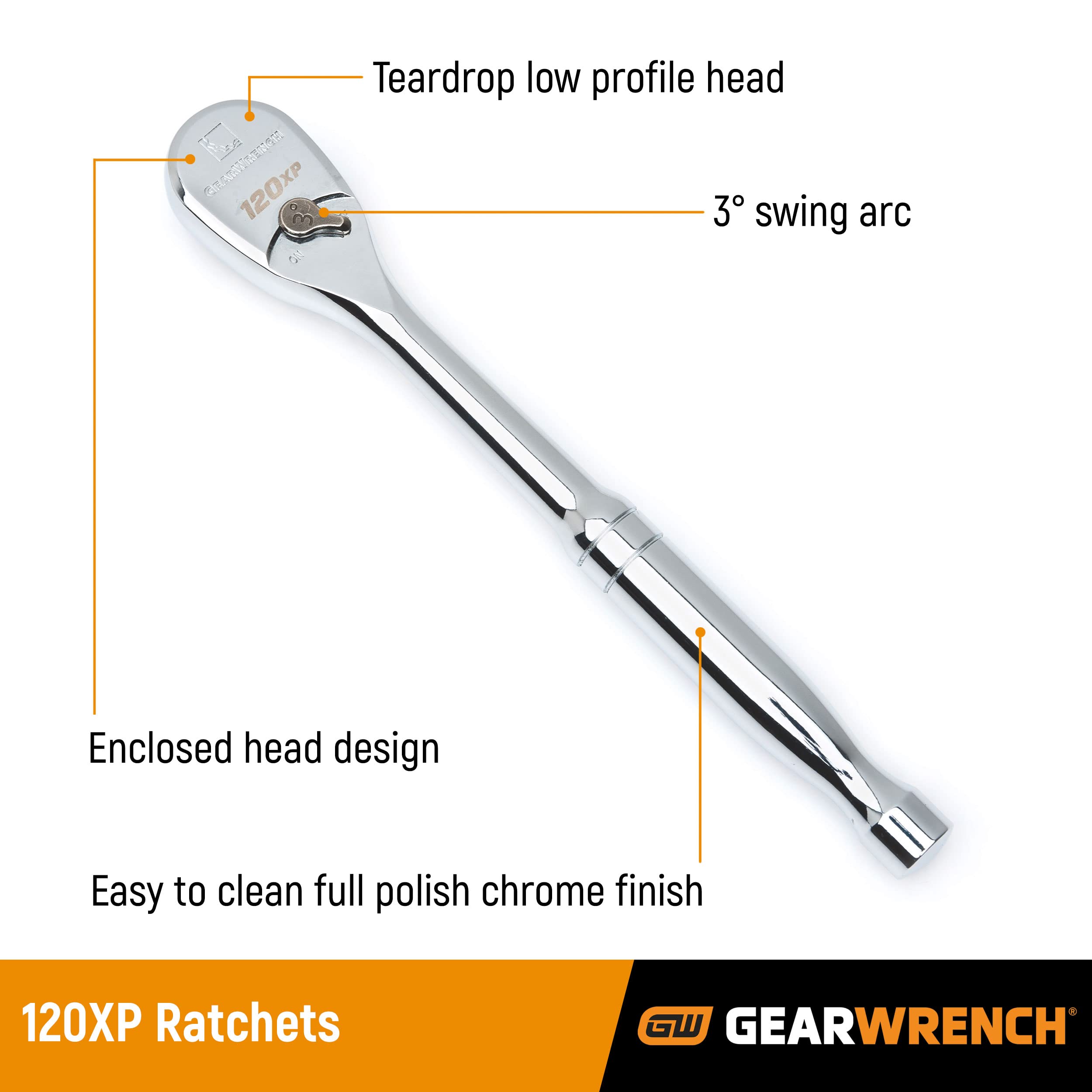 3/8" Drive GEARWRENCH 56 Pc. 6 Pt. 120XP Mechanics Tool Set, Standard & Deep, SAE/Metric - 80550P