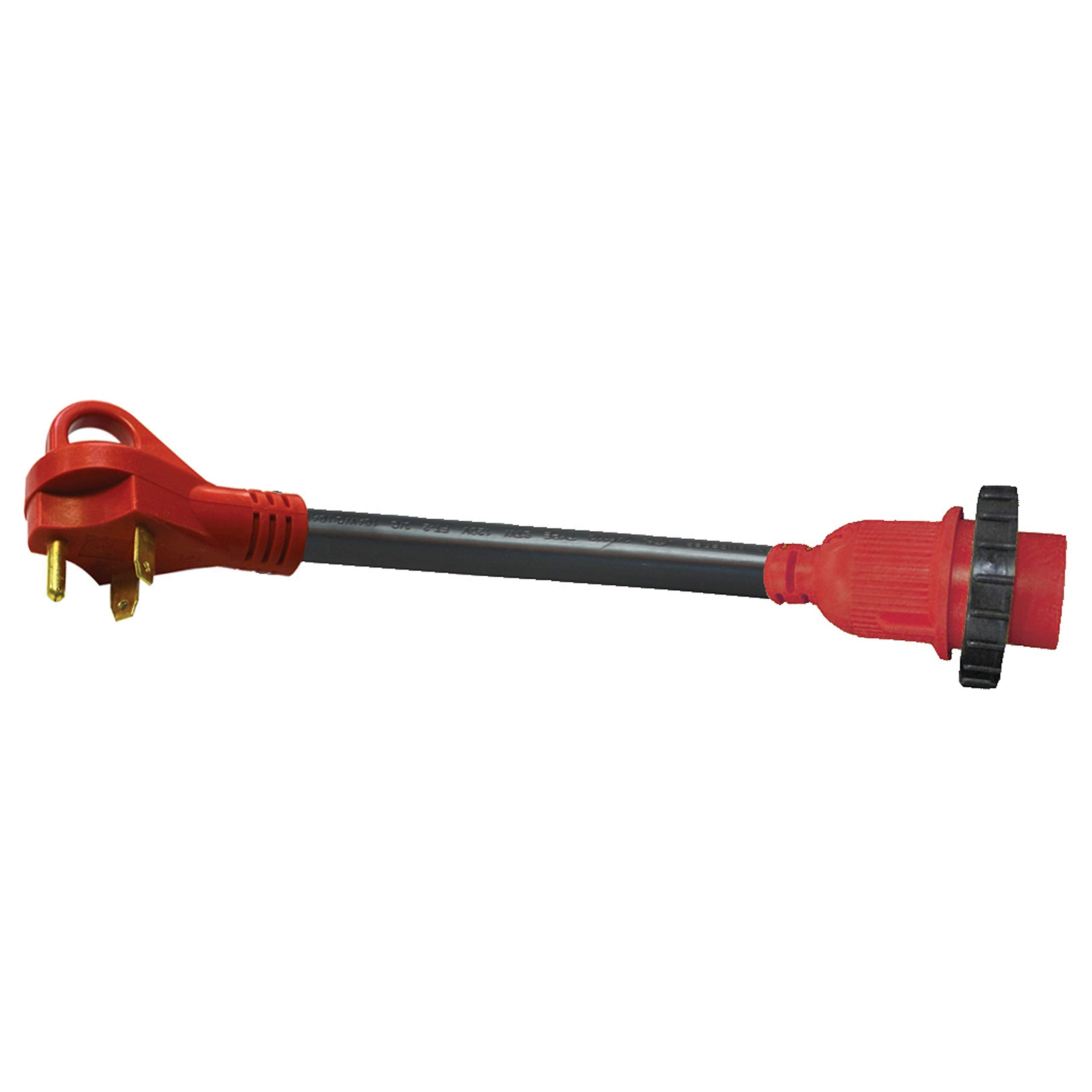 Valterra A10-3030HDVP Detachable Mighty Cord 12" Adapter Cord w/Handle - 30AM to 30AF, Red (Carded)