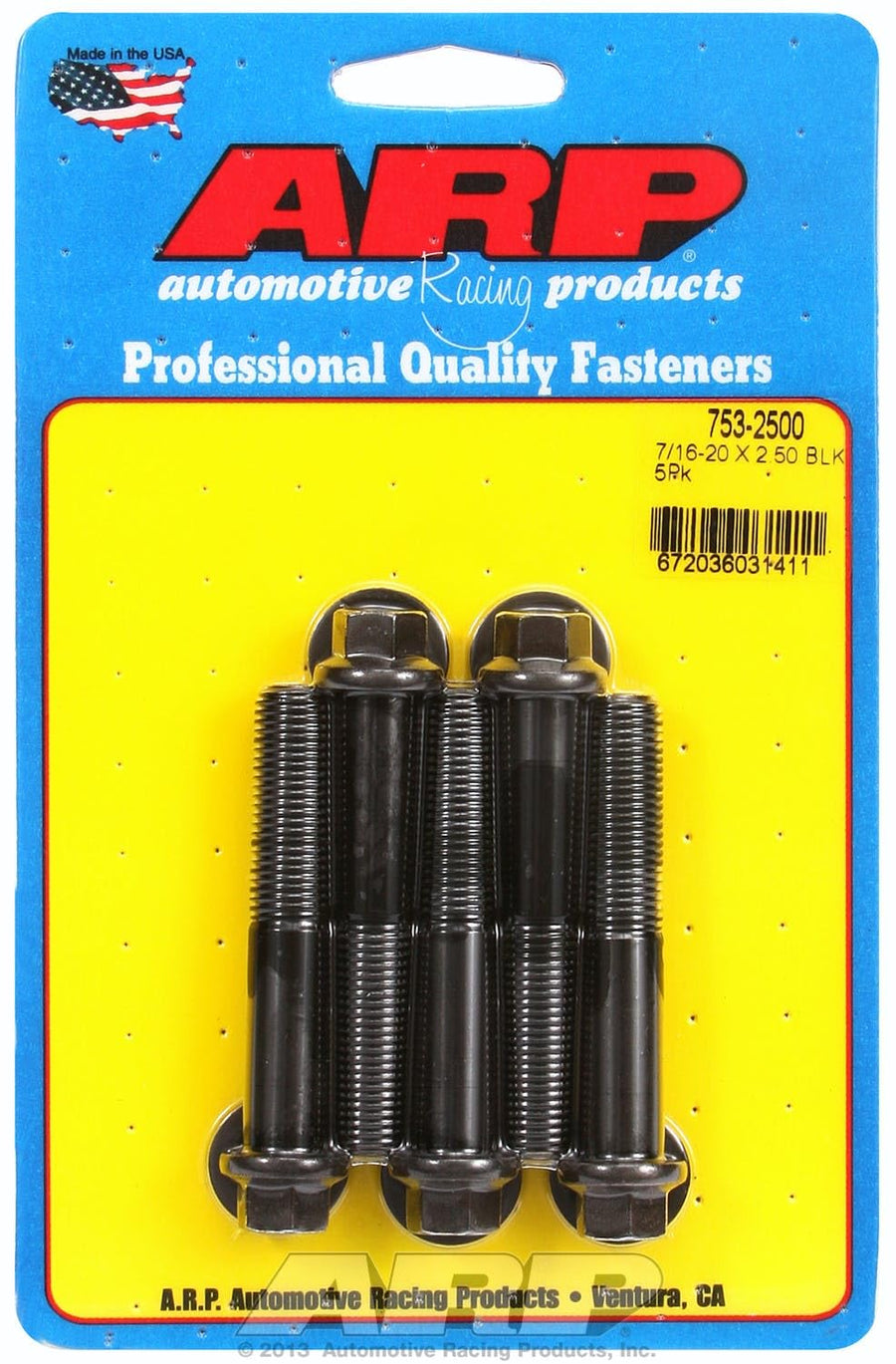 ARP Hex 7/16-20 x 2.500 Black Oxide Bolts (5/pkg)
