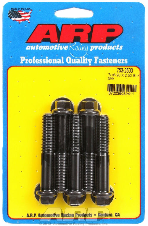 ARP Hex 7/16-20 x 2.500 Black Oxide Bolts (5/pkg)