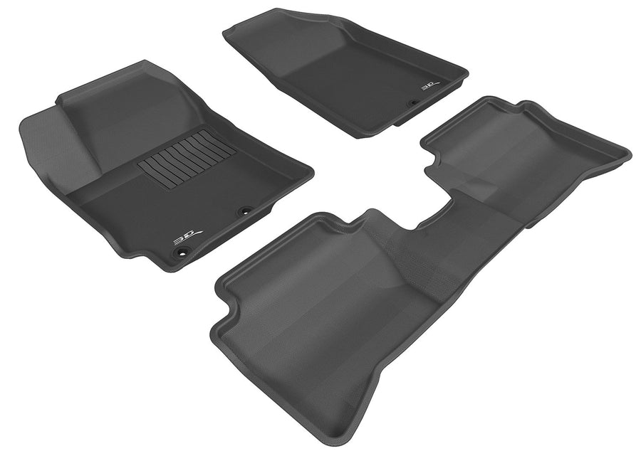 Complete Set 3D MAXpider Custom Fit All-Weather Floor Mat for Select Kia Rio/Rio5 Models - Kagu Rubber (Black)