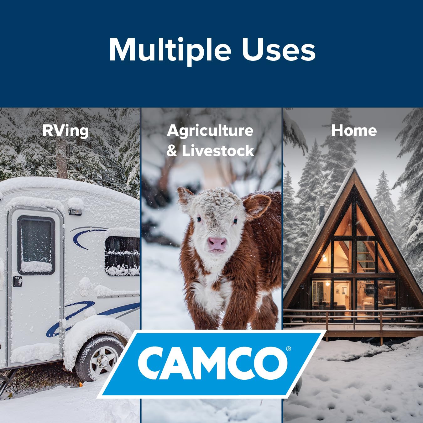 25-Ft Camco Heated Water Hose for RV - Water Line Freeze Protection Down to -20°F/-28°C - Features Energy-Saving Thermostat & Includes Adapter for Connection to Either End of Hose (22911)