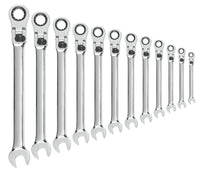 12 Pc. GEARWRENCH 12 Pt. XL Locking Flex Head Ratcheting Combination Wrench Set, Metric - 85698