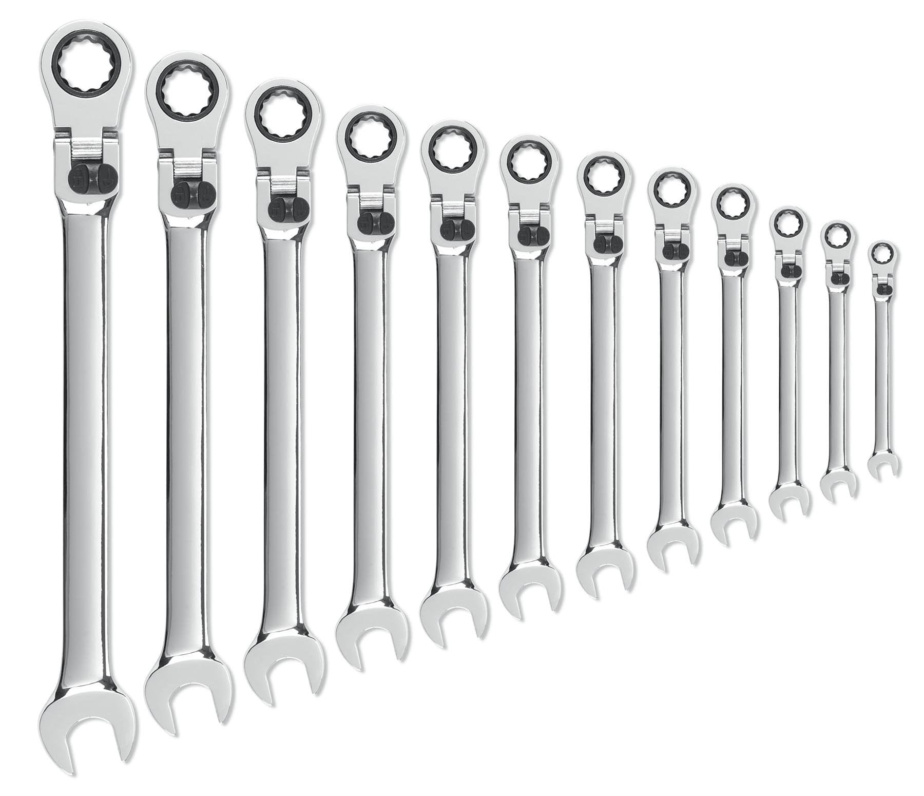 12 Pc. GEARWRENCH 12 Pt. XL Locking Flex Head Ratcheting Combination Wrench Set, Metric - 85698