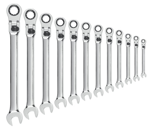 12 Pc. GEARWRENCH 12 Pt. XL Locking Flex Head Ratcheting Combination Wrench Set, Metric - 85698