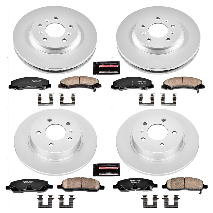 Power Stop Coated Brake Rotor & Ceramic Brake Pads CRK4096- front & rear For Buick Lucerne 2006-2011 [Model Specific]