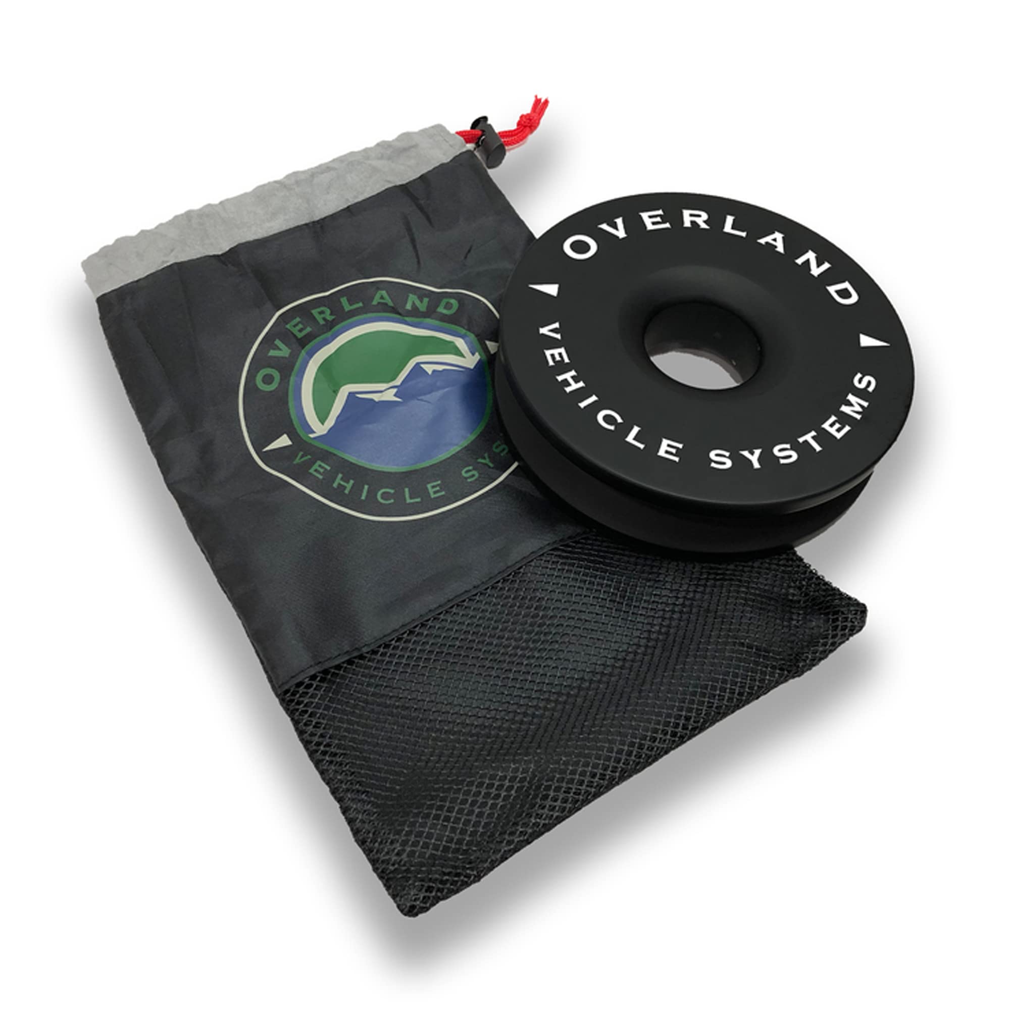 Recovery Ring Overland Vehicle Systems 6.25" 45,000 lb. Black with Storage Bag Universal - T6 6061 Aircraft Grade Aluminum - for Use for Truck, SUV, ATV and UTV