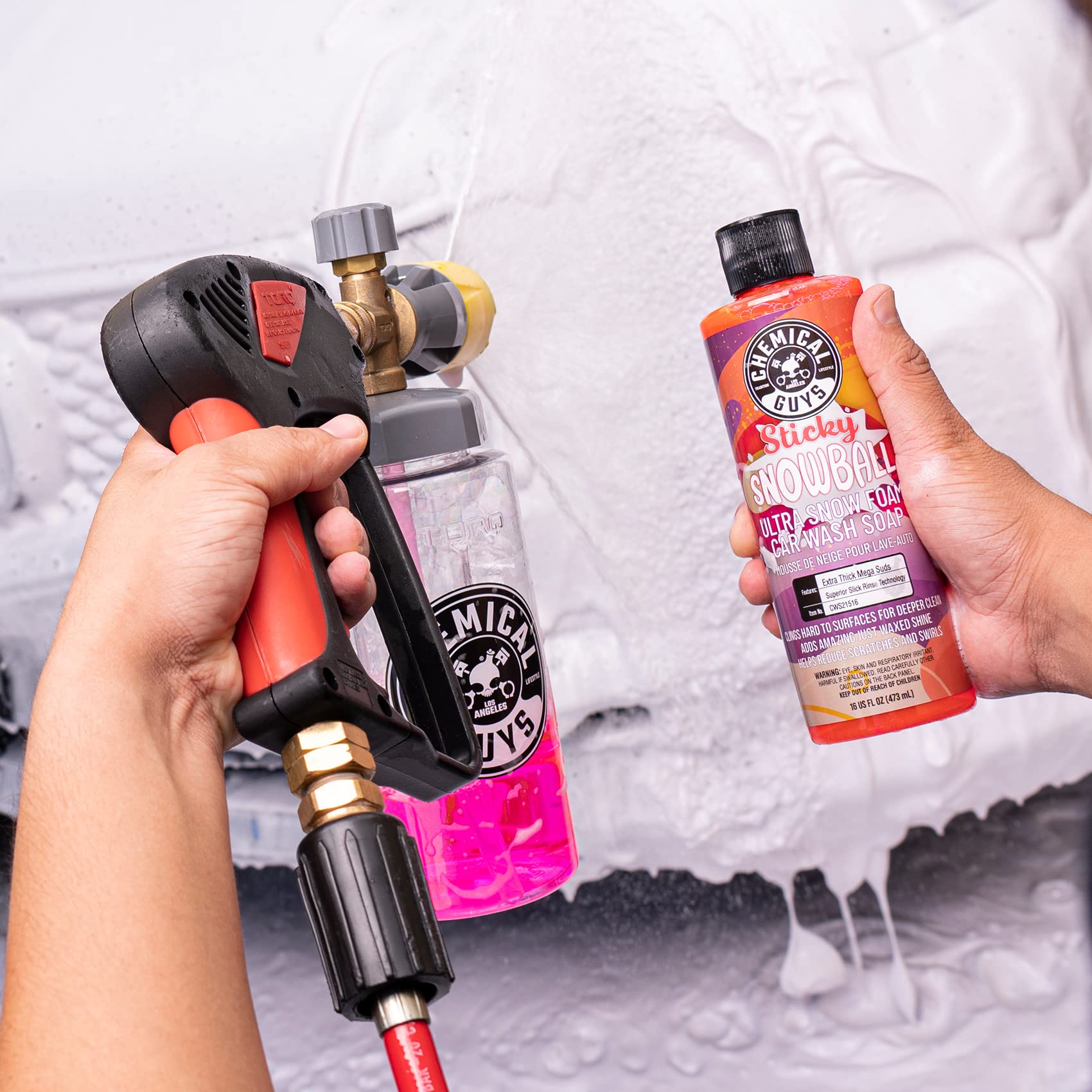 Chemical Guys Sticky Snowball CWS21516 Ultra Snow Foam Car Wash Soap (Works with Foam Cannons or Bucket Washes) Safe for Cars, Trucks, Motorcycles, RVs & More 16 fl oz, Cherry Scent