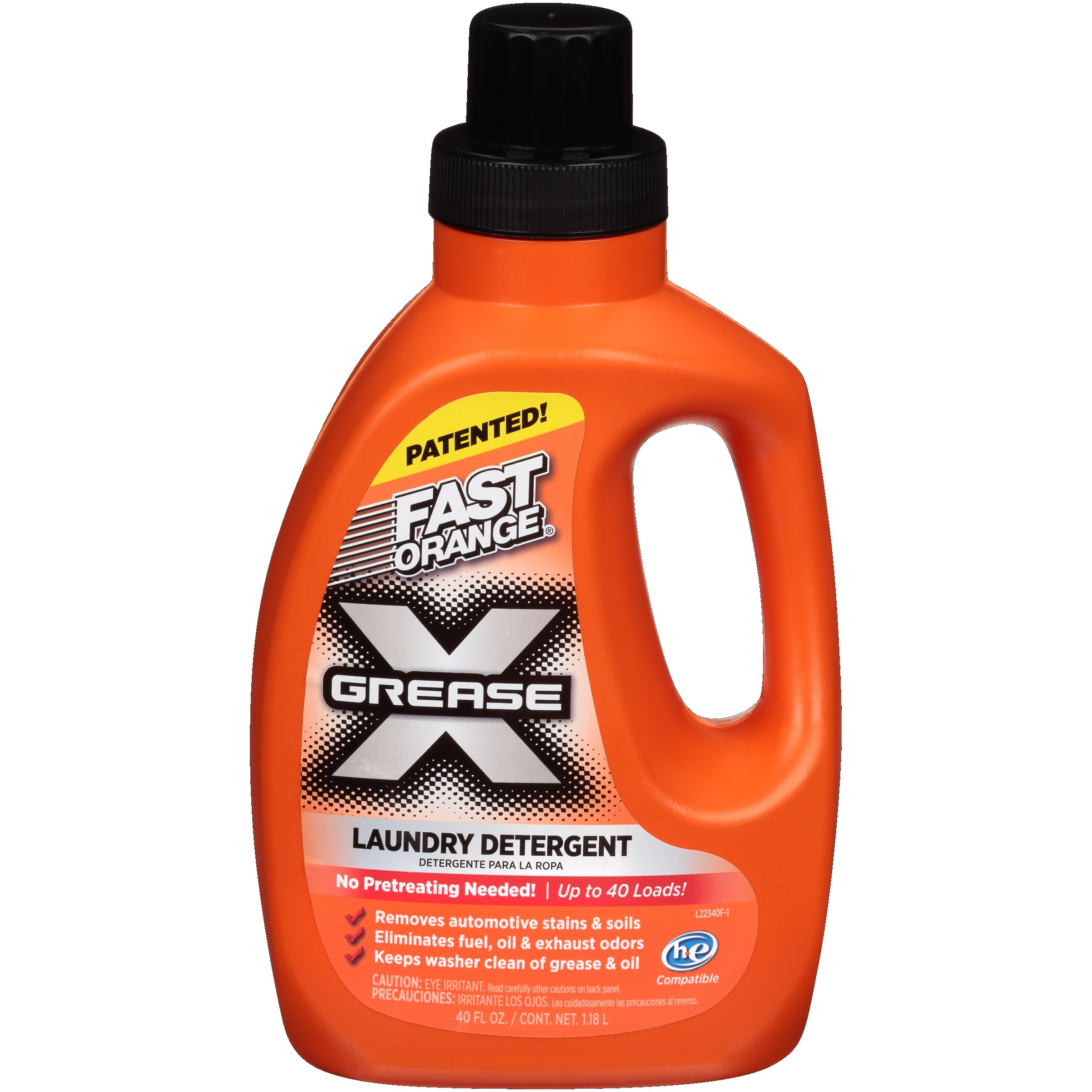 Fast Orange 22340 Grease Fast Orange Mechanic's Laundry Detergent Liquid, 40 Fl. Oz. Stains, Soils & Odor Eliminator for Clothes, Heavy Duty Formula & Degreaser to Deep Clean Active Wear Clothing