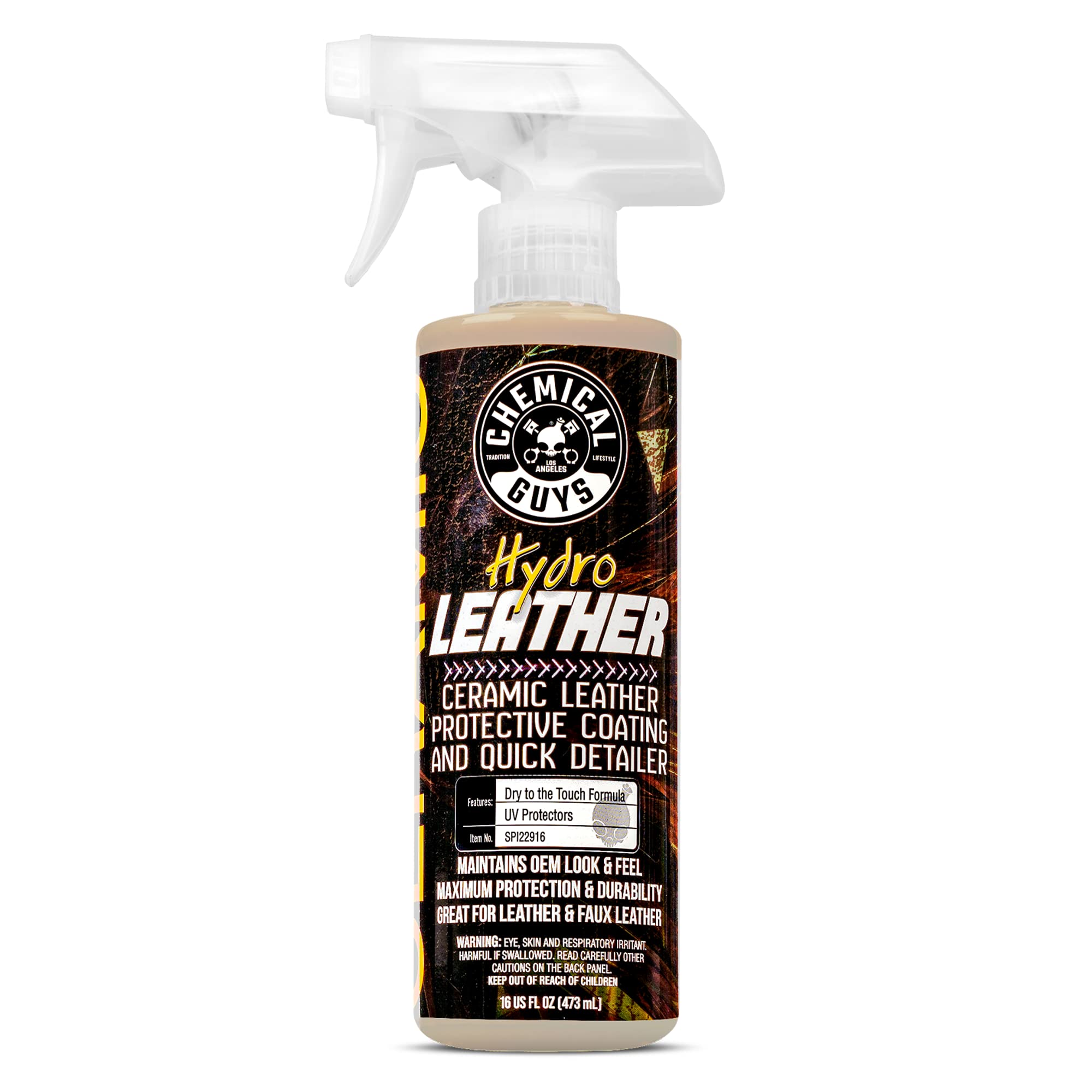 Chemical Guys HydroLeather SPI22916 Ceramic Leather Protective Coating for Car Interiors, Furniture, Apparel, Boots, and More (Works on Natural, Synthetic, Pleather, Faux Leather and More) (16 fl oz)