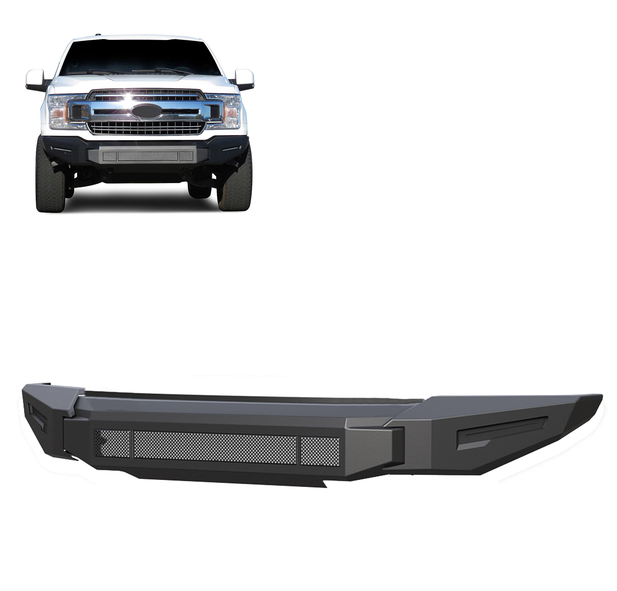 Armour II Heavy Duty Black Horse Modular Front Bumper Matte Black Compatible with 2018-2020 Ford F-150 (Excl. 2020 Diesel Model)-AFB-F119-BU