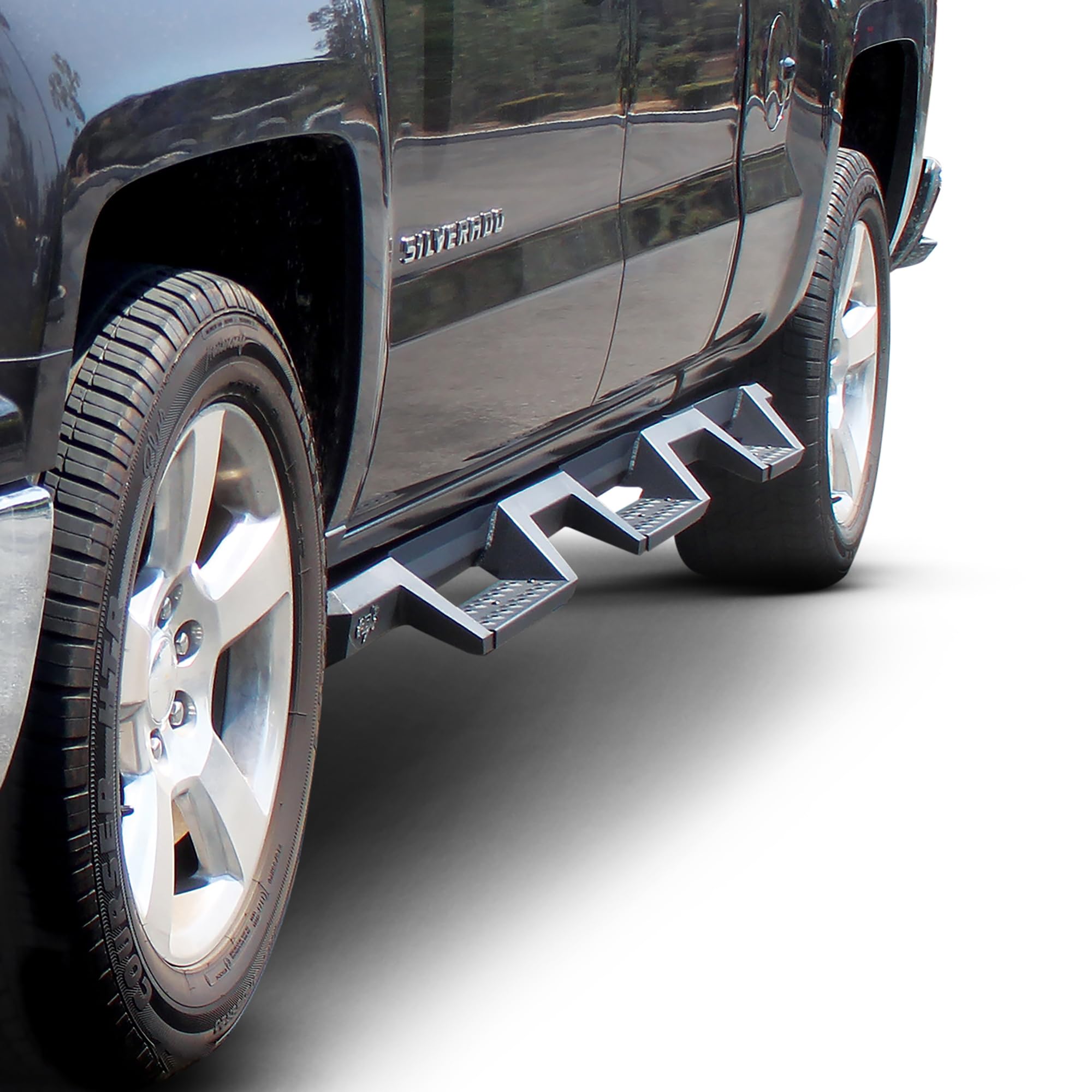 Westin HDX 56-534595 Drop Wheel to Wheel Nerf Bars fits 2014-2019 Silverado Sierra 1500 2500 3500 Double Cab 6'5" Bed & Dually 8' Bed Textured Black Pair