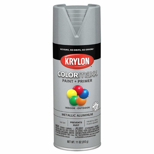 Krylon K05587007 Spray Paint and Primer COLORmaxx for Indoor/Outdoor Use, Metallic Aluminum, 11 Ounce (Pack of 1)