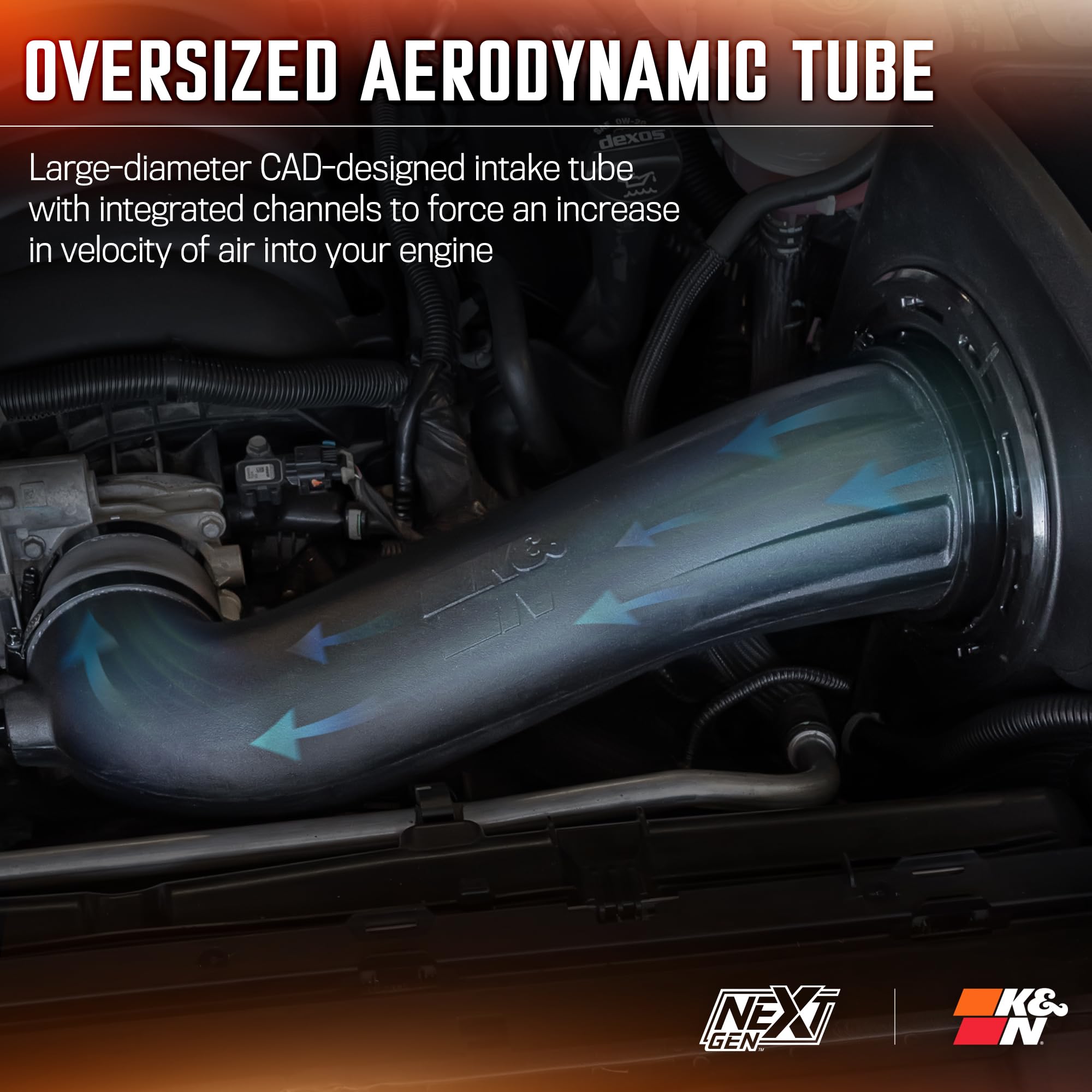 NextGen K&N Cold Air Intake System: High-Flow Cotton Filter: Compatible with 2019-2025 CADILLAC/CHEVROLET/GMC Escalade; Silverado 1500; Suburban; Tahoe; Sierra 1500; Yukon; Yukon XL; 50-3110