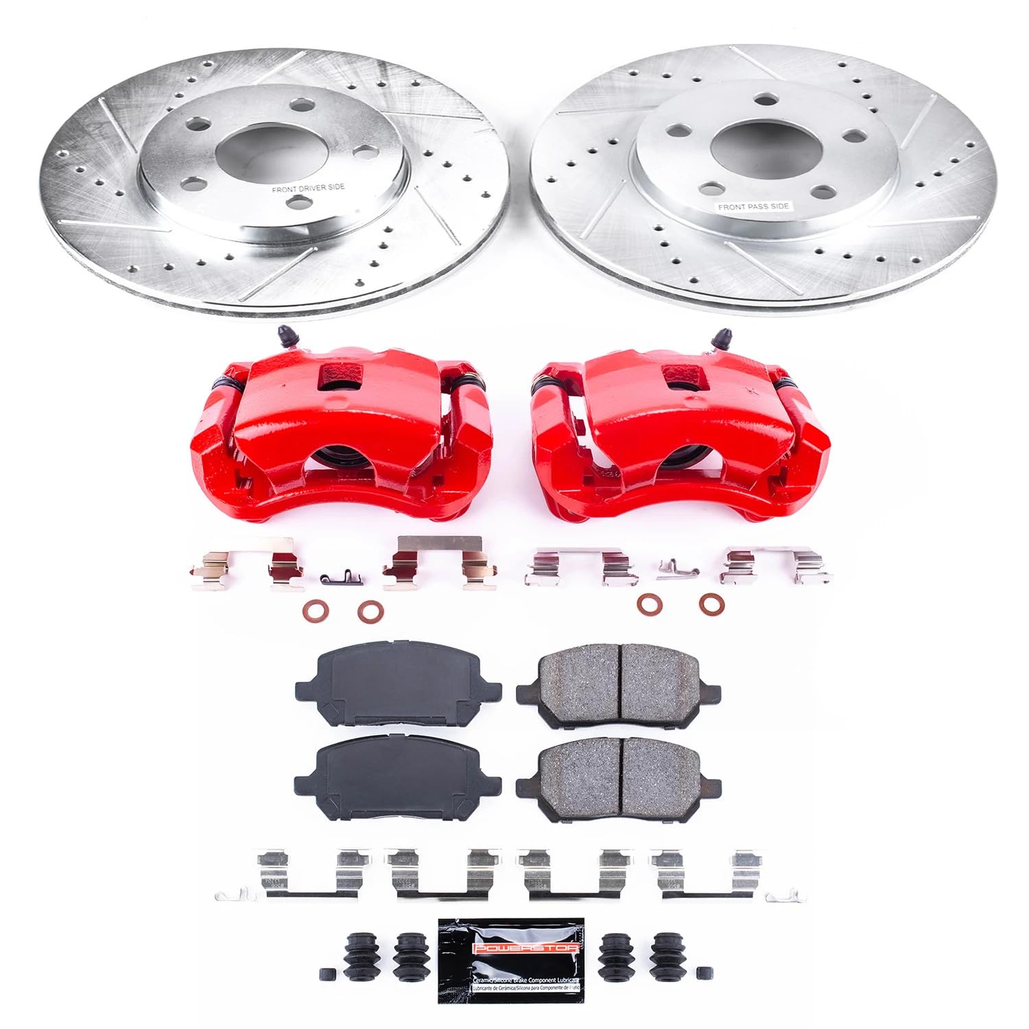 Power Stop Z23 Evolution KC2983A Front Brake Caliper Kit-Brake Rotors, Carbon-Fiber Ceramic Brake Pads, Calipers