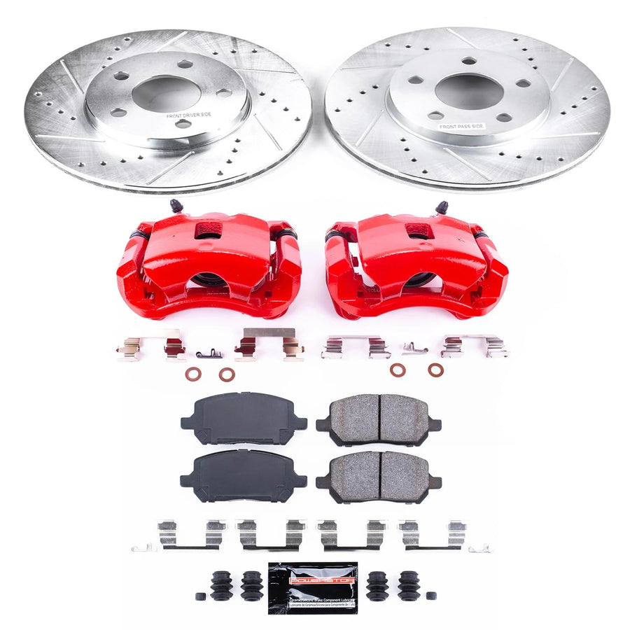 Power Stop Z23 Evolution KC2983A Front Brake Caliper Kit-Brake Rotors, Carbon-Fiber Ceramic Brake Pads, Calipers