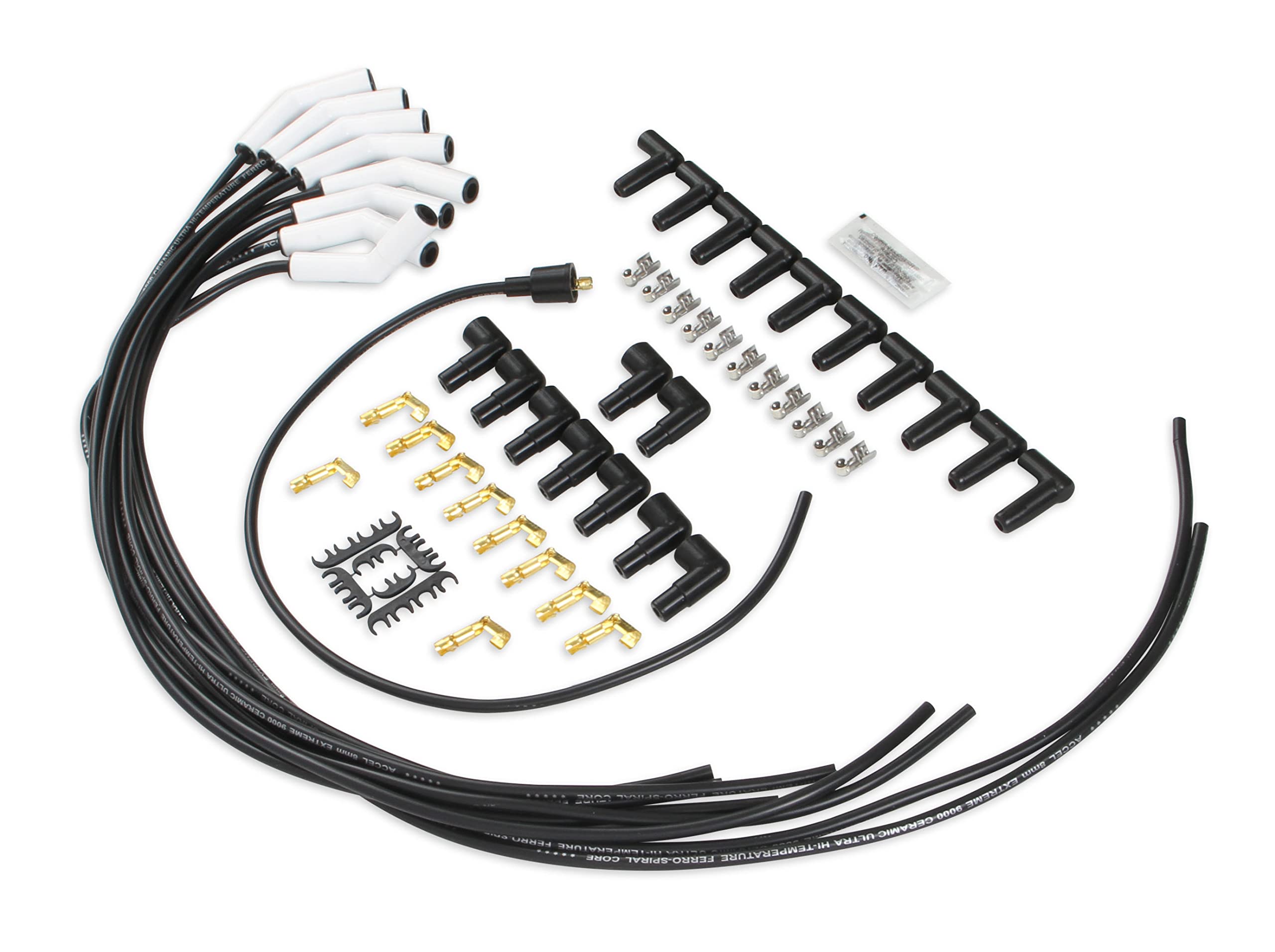 9002C ACCEL Extreme 9000 Spark Plug Wire Set - Universal - 135 Degree White Ceramic Boots
